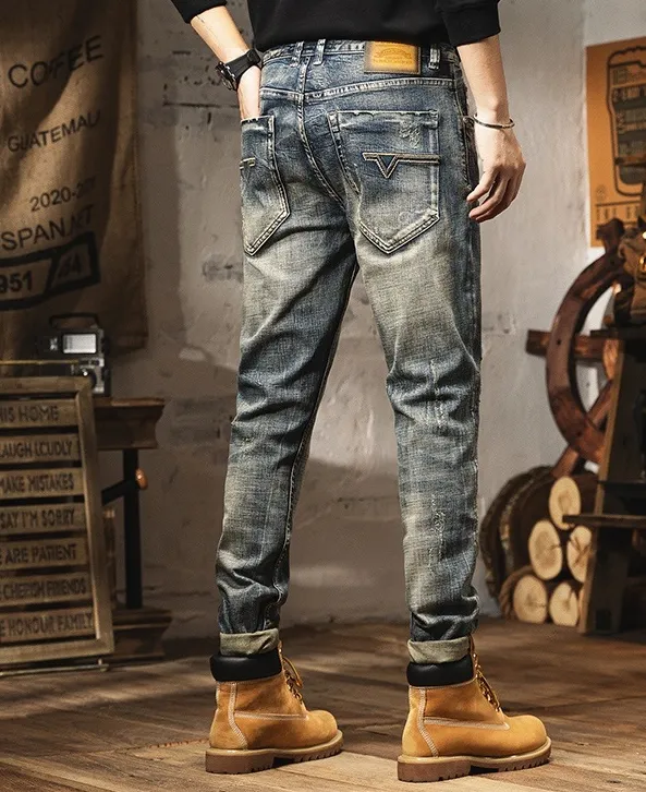 Aged trendy jeans for men