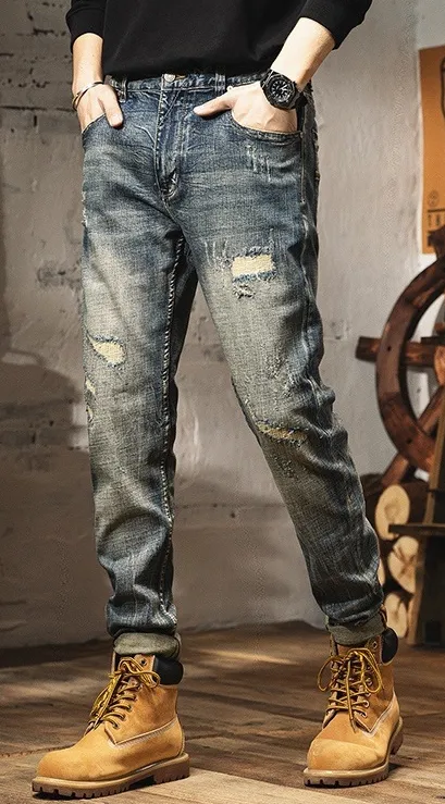 Aged trendy jeans for men