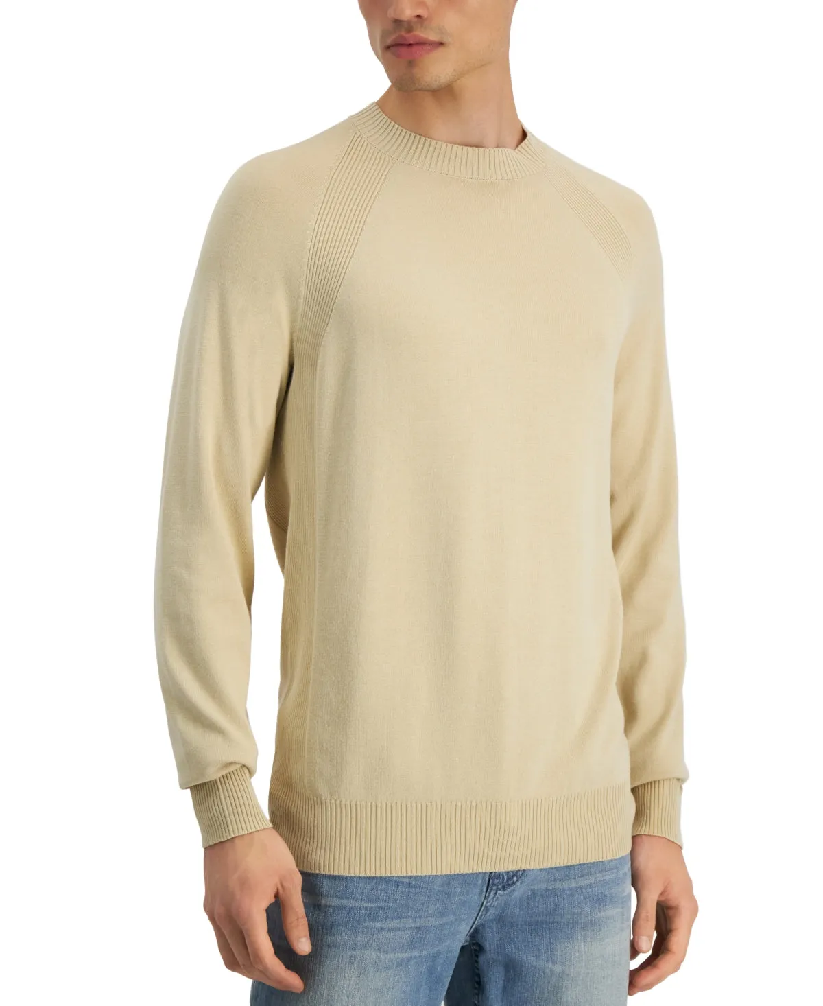 Alfani Mens Ribbed Raglan Sweater