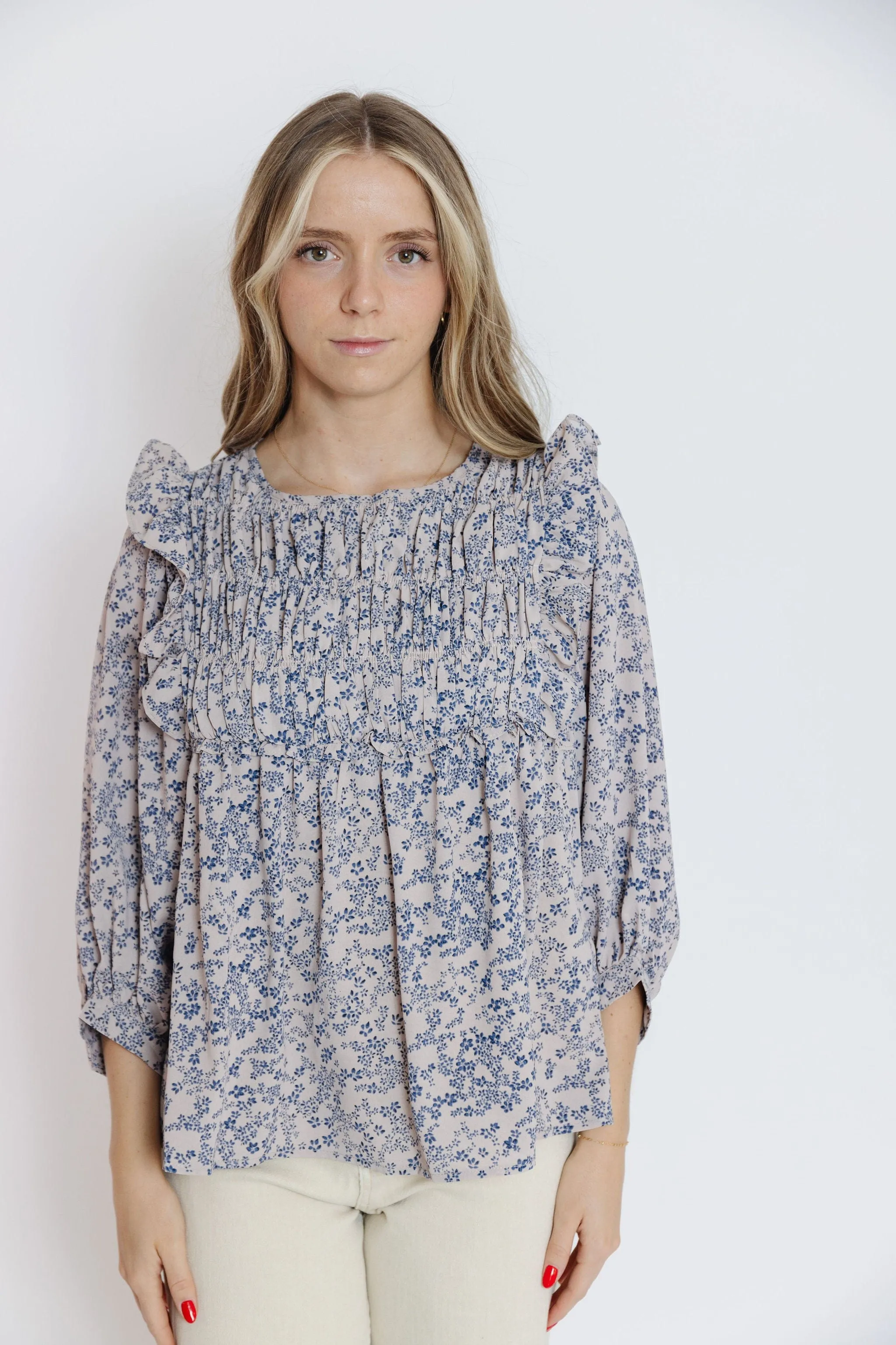 Anise Blouse in Almond Floral