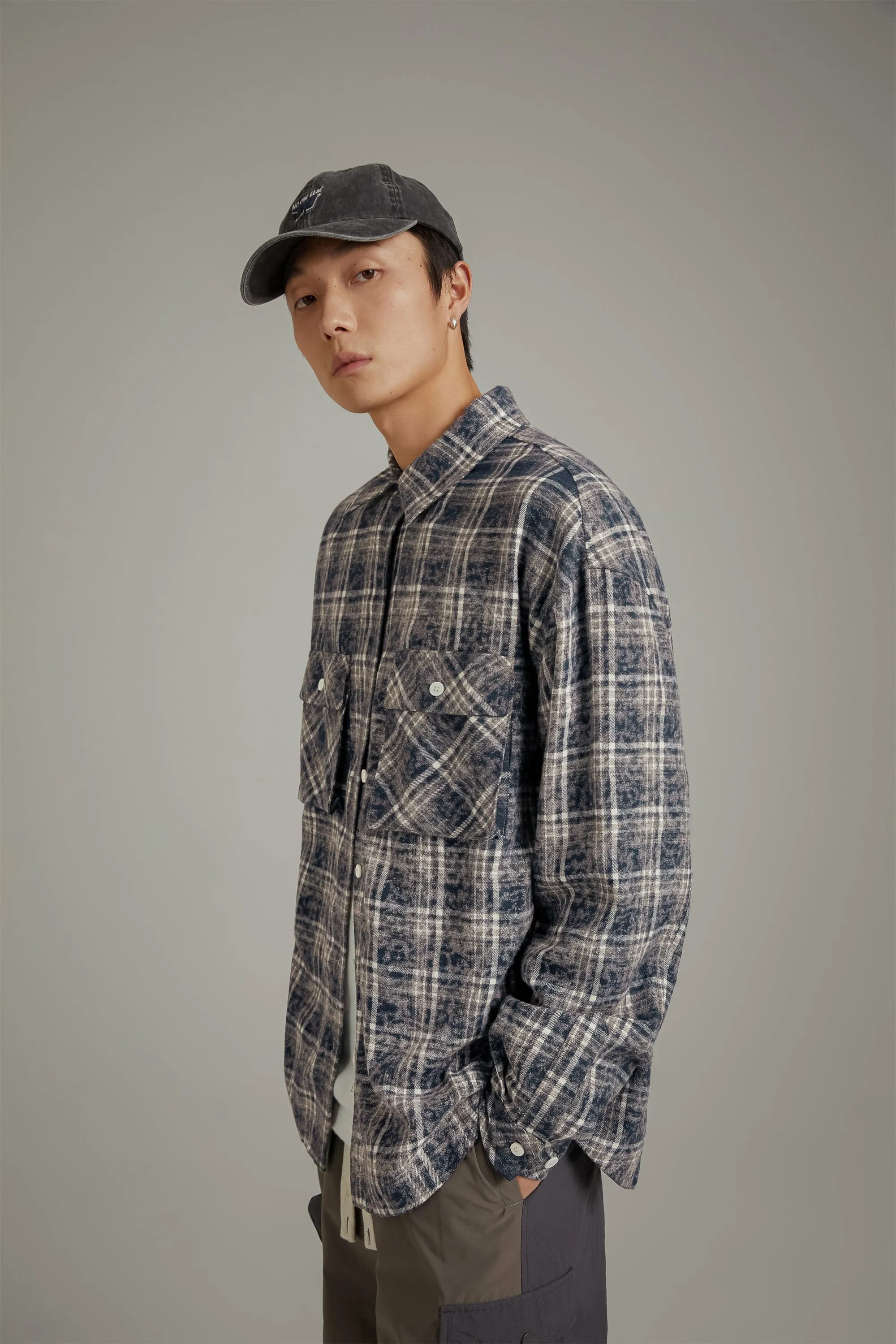 Back Design Loose Fit Check Shirt