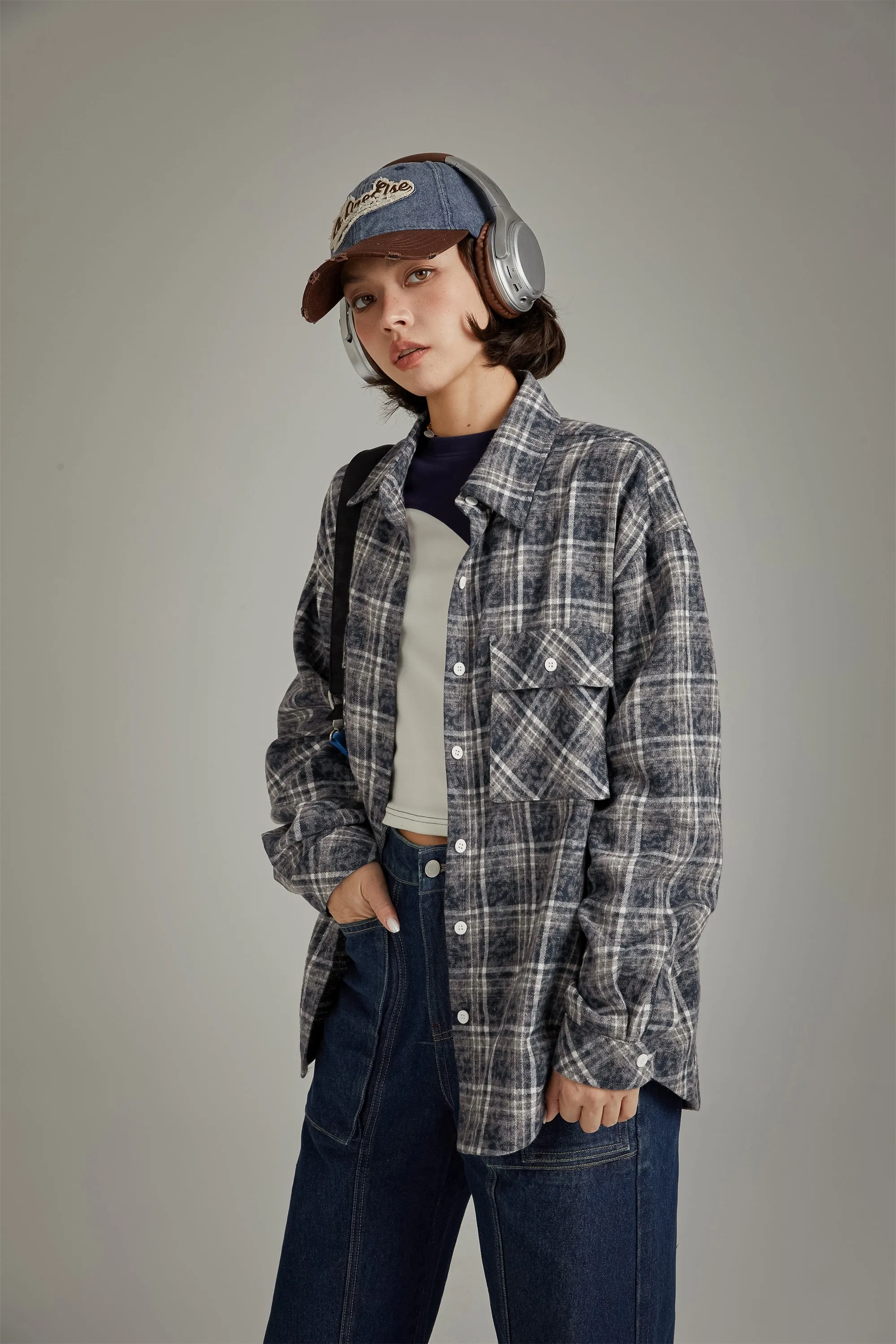 Back Design Loose Fit Check Shirt