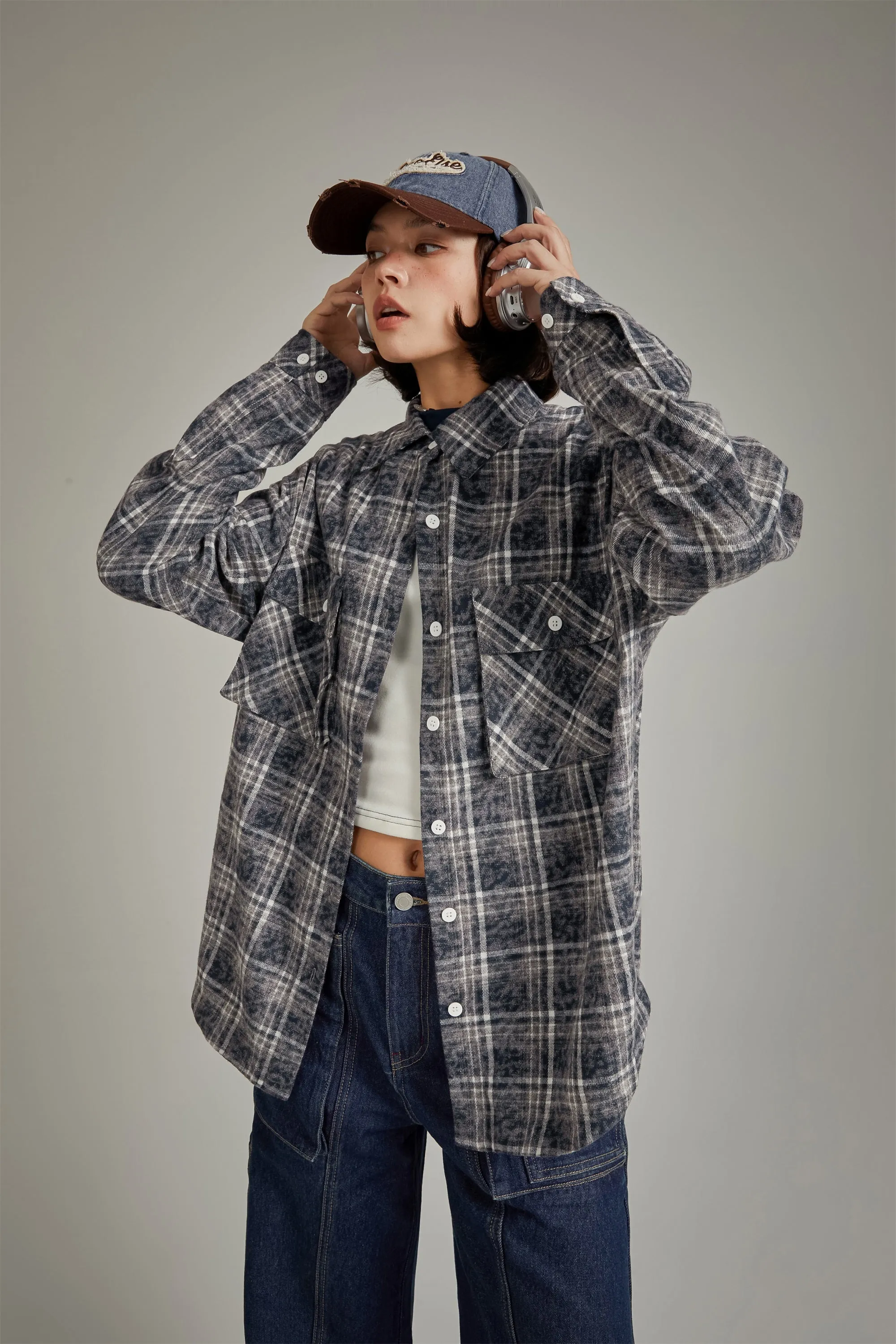 Back Design Loose Fit Check Shirt