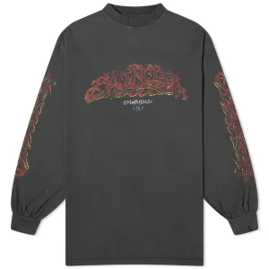 Balenciaga Offshore Vintage Longsleeve T-Shirt in Faded Black & Red