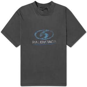 Balenciaga Surf Logo T-Shirt in Faded Black & Blue