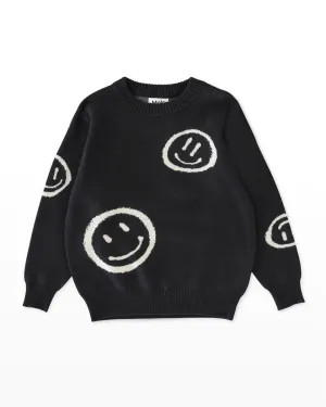 Bello Knit Smiley Sweater | Black | Molo