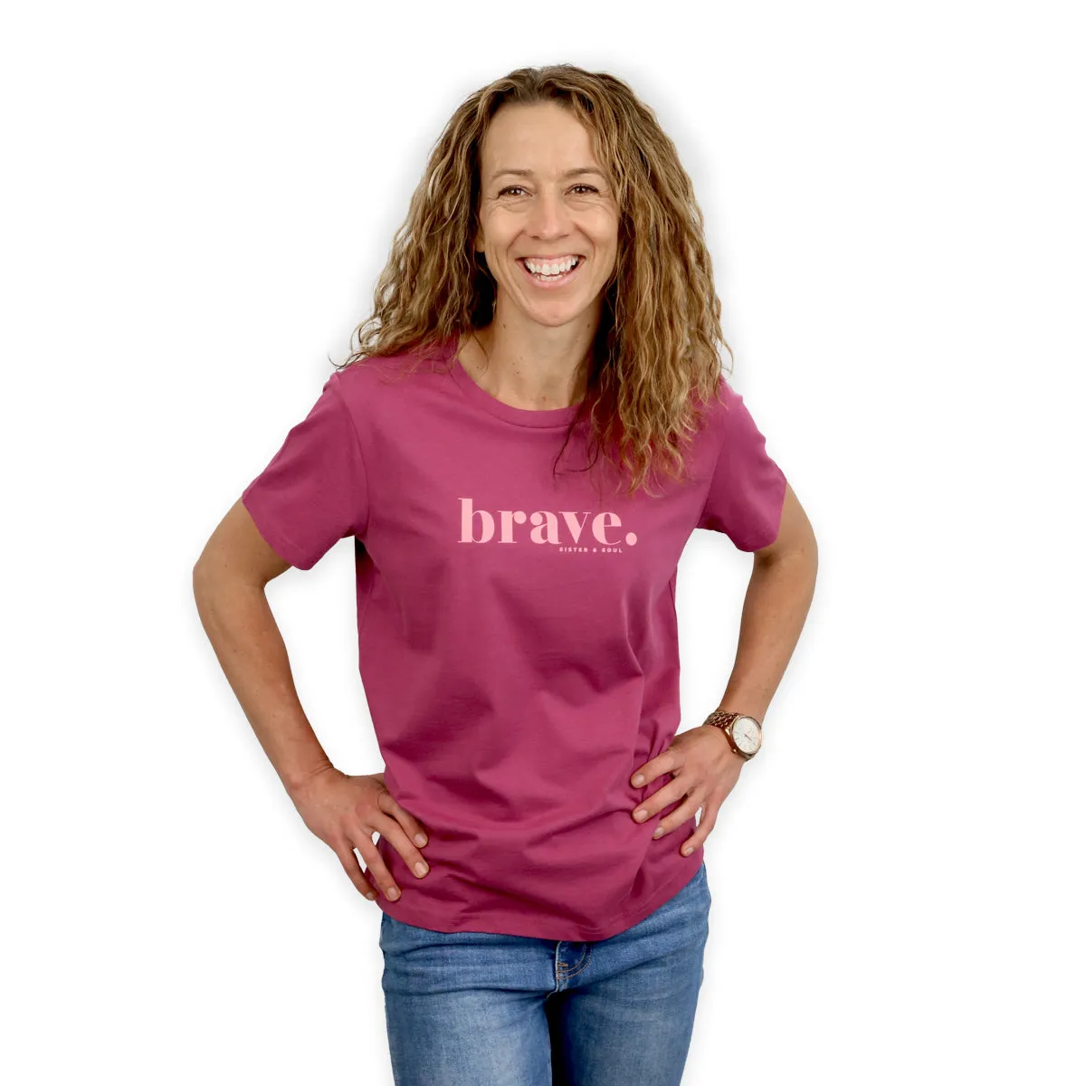 BRAVE - Berry Boxy Tee - Pink Print