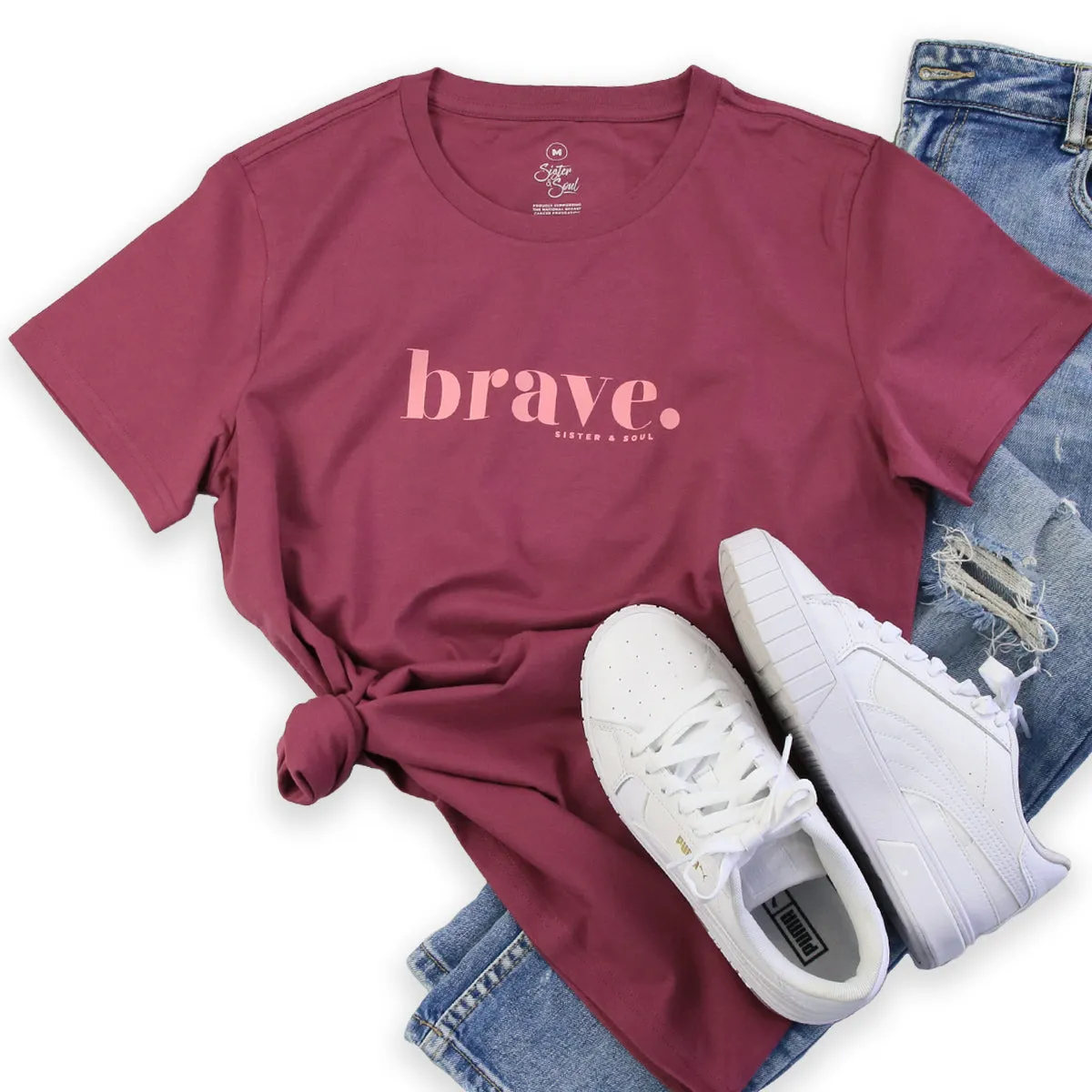 BRAVE - Berry Boxy Tee - Pink Print