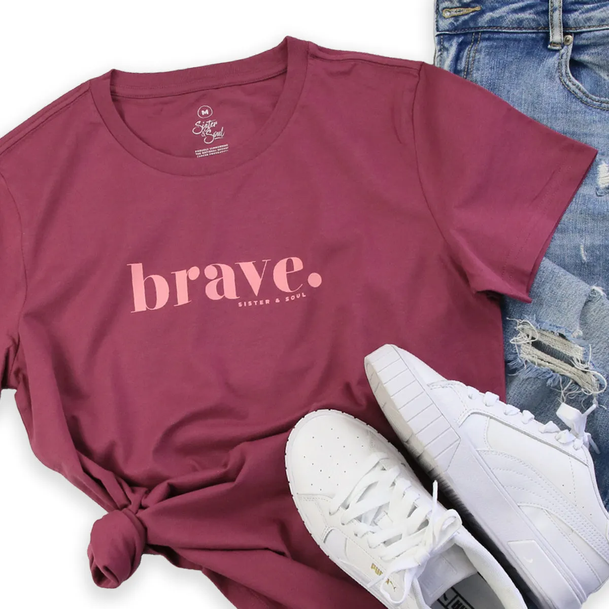 BRAVE - Berry Boxy Tee - Pink Print