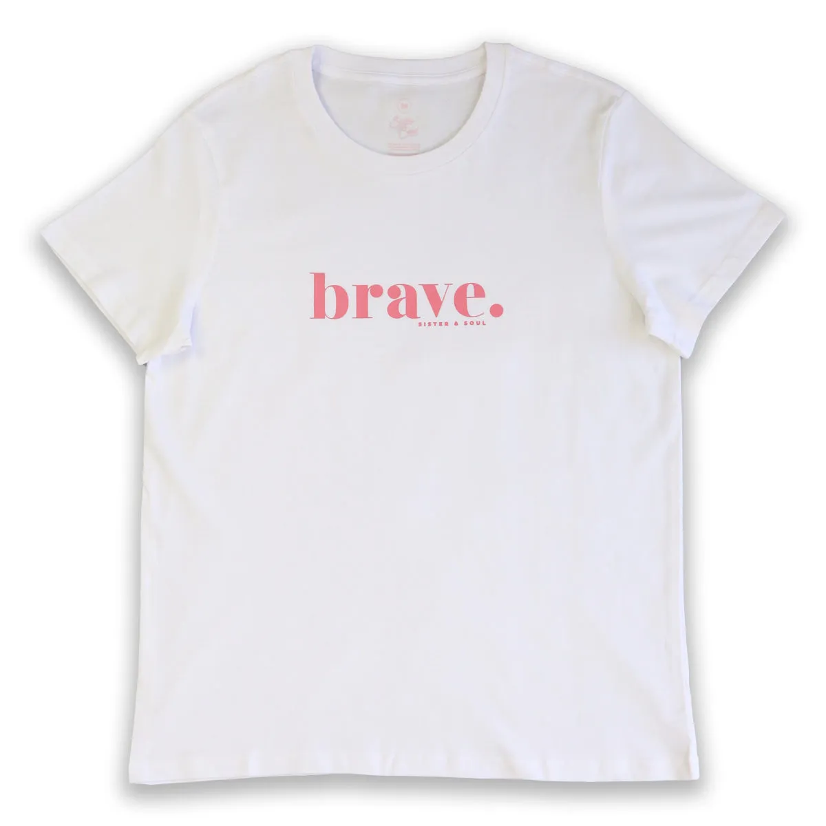 BRAVE - White Boxy Tee - Pink Print