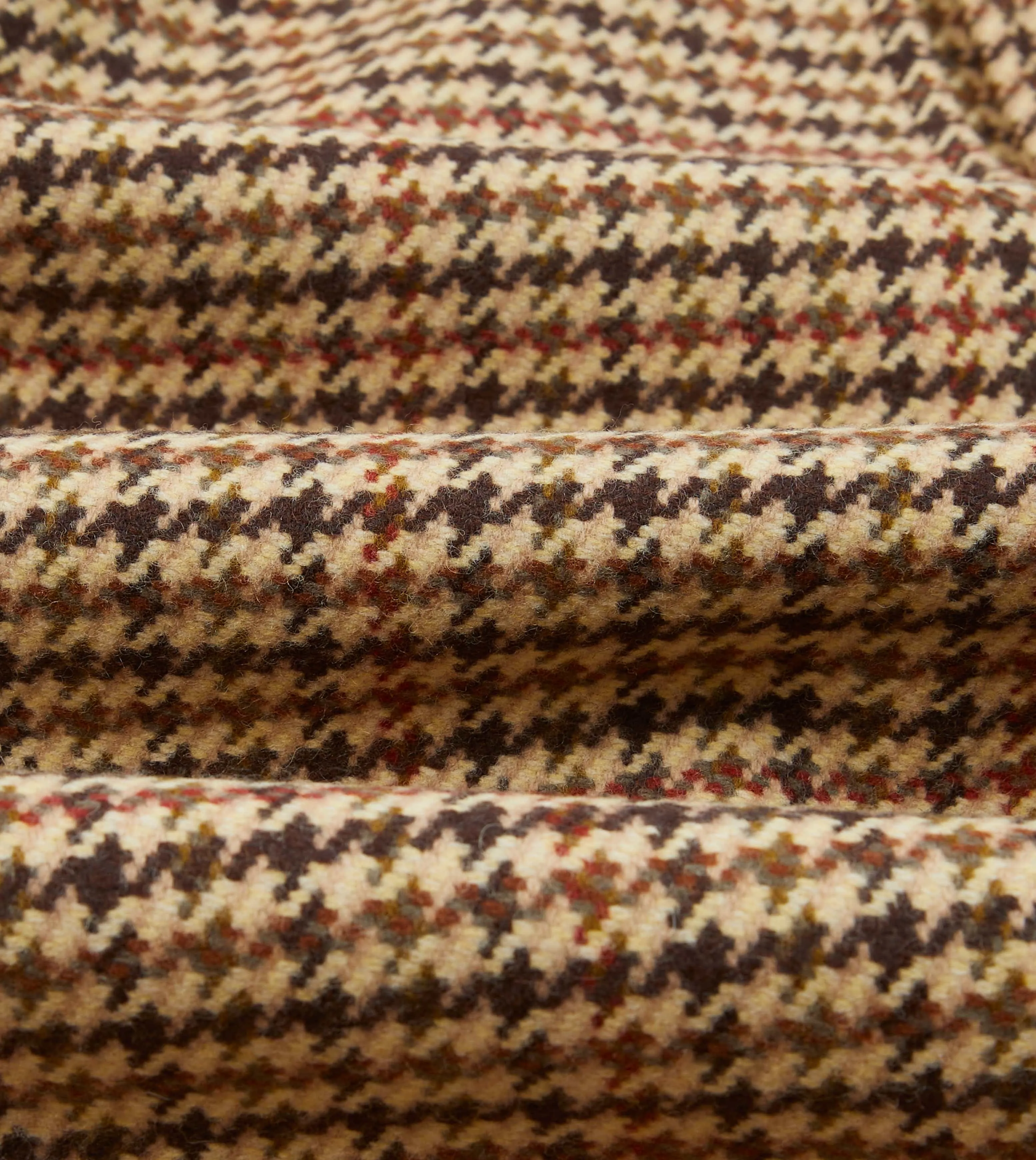 Brown Houndstooth Check Wool Raglan Coat