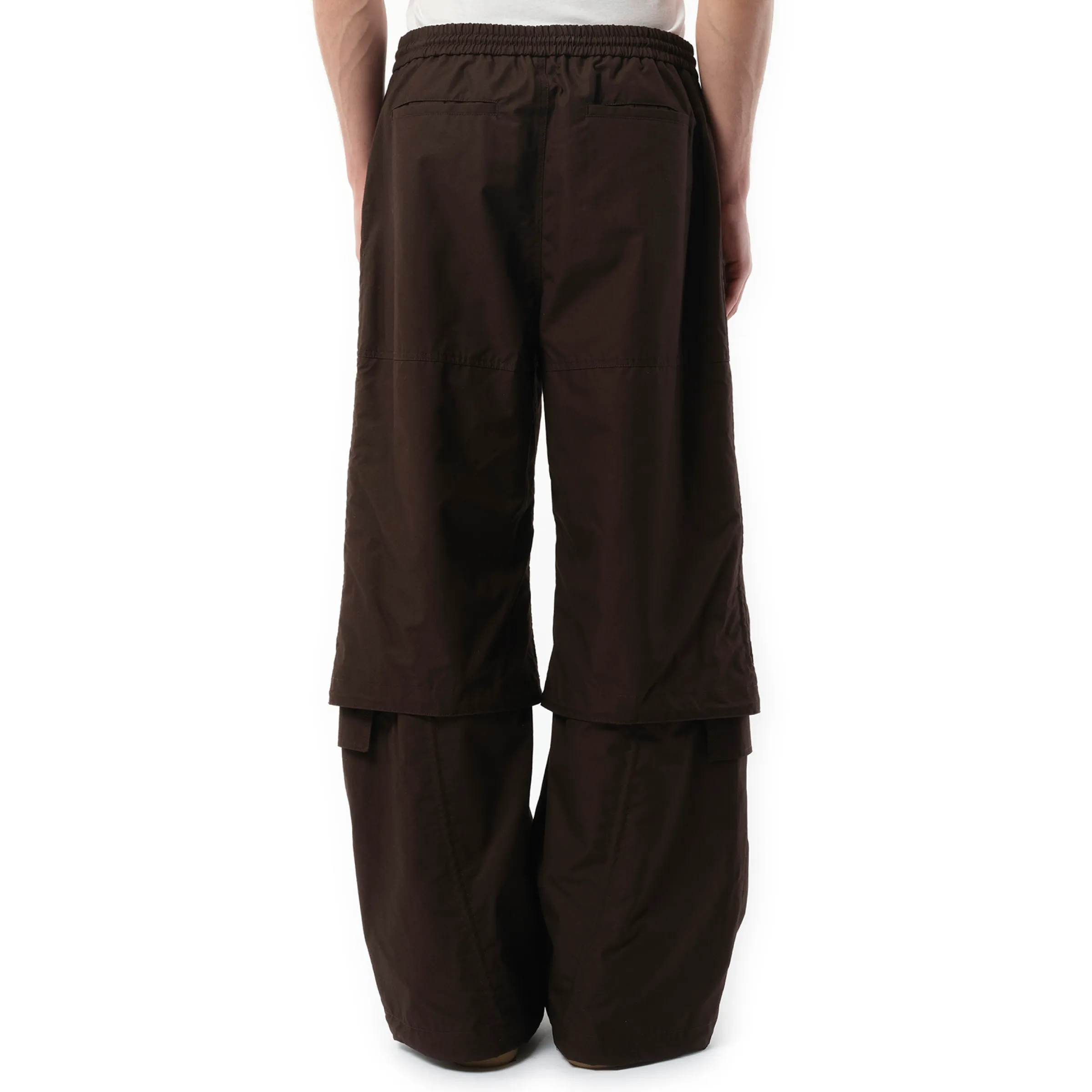 Brushed Cotton Puckered Pants in Brown