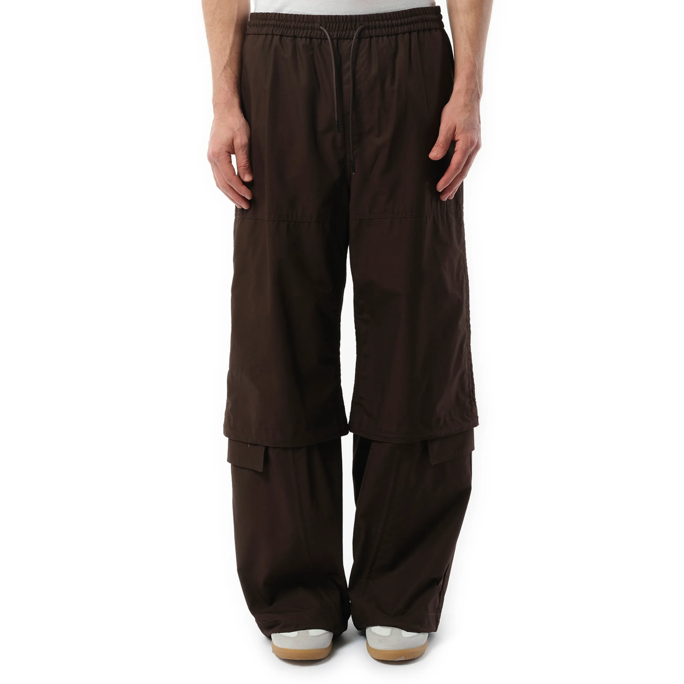 Brushed Cotton Puckered Pants in Brown