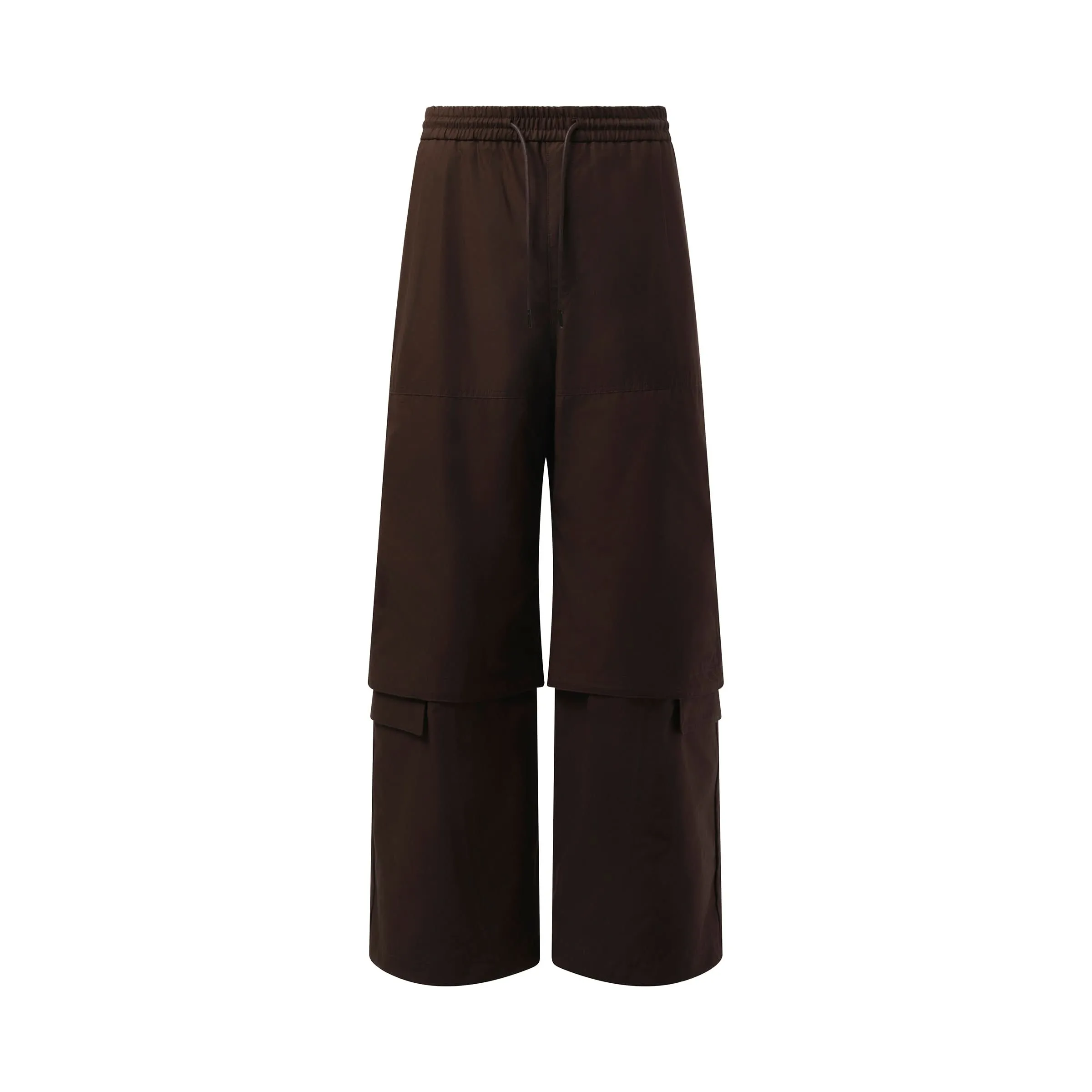 Brushed Cotton Puckered Pants in Brown