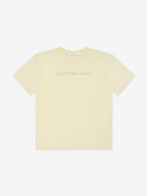 Calvin Klein Boys 3D Raised Embroidered T-Shirt in Beige