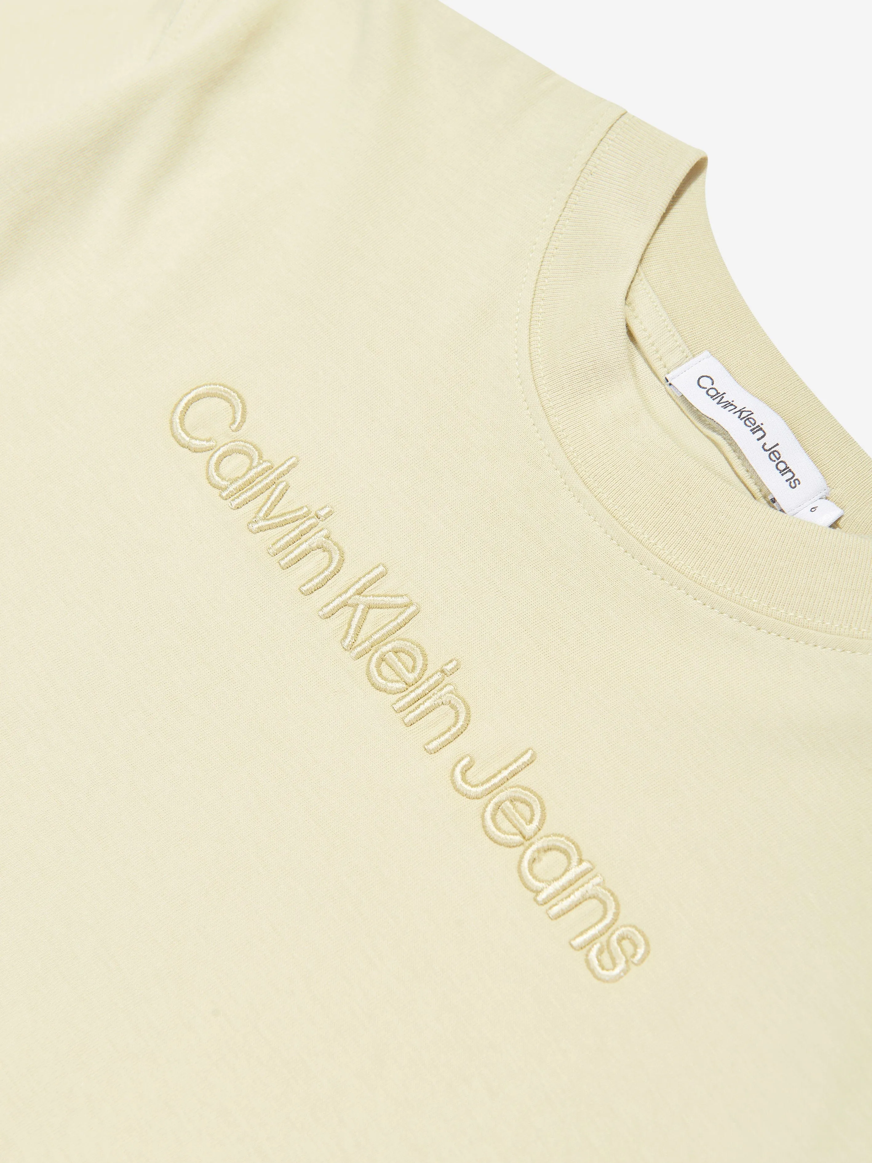 Calvin Klein Boys 3D Raised Embroidered T-Shirt in Beige