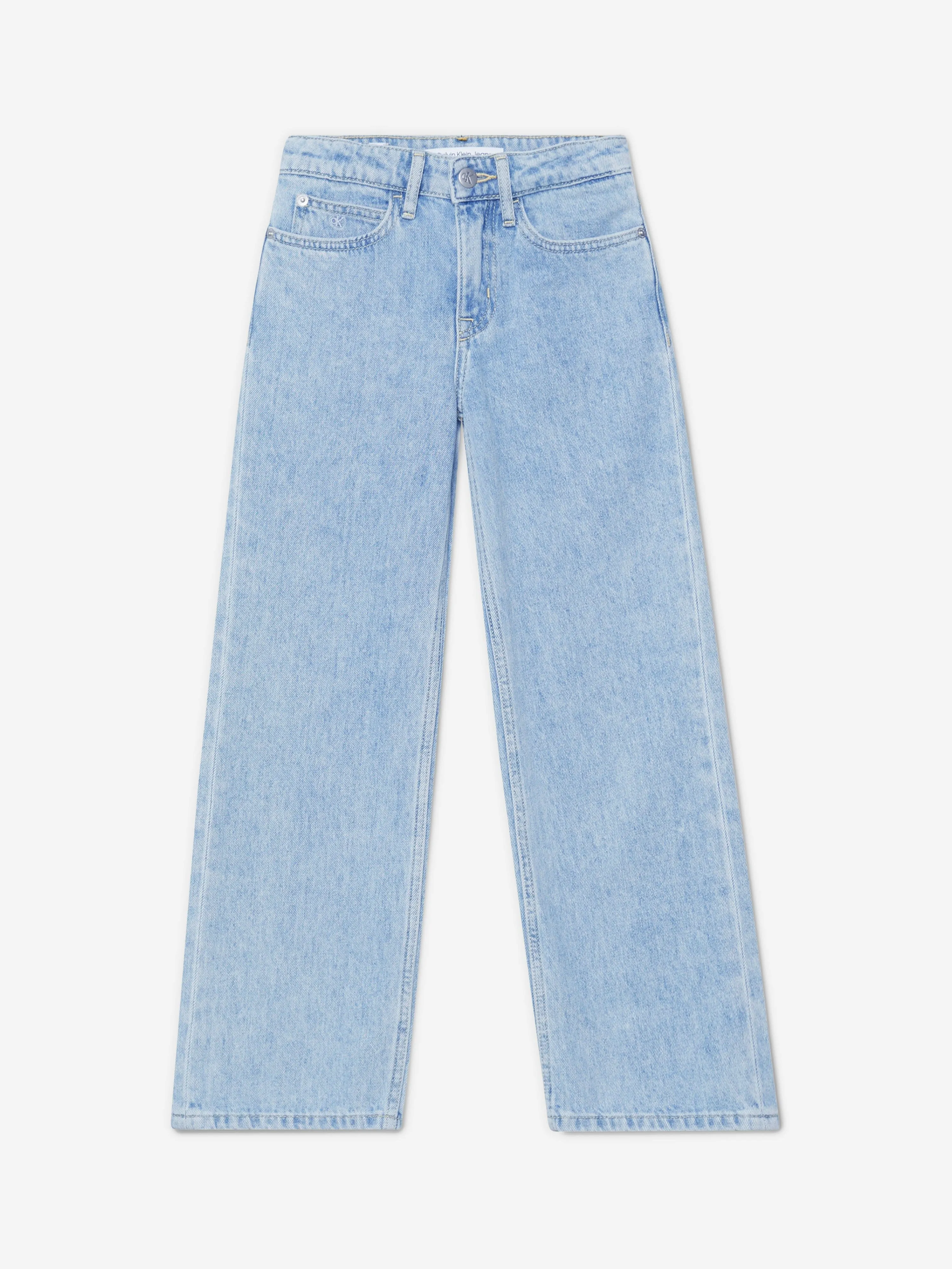 Calvin Klein Girls Wide Leg Marbled Jeans in Blue