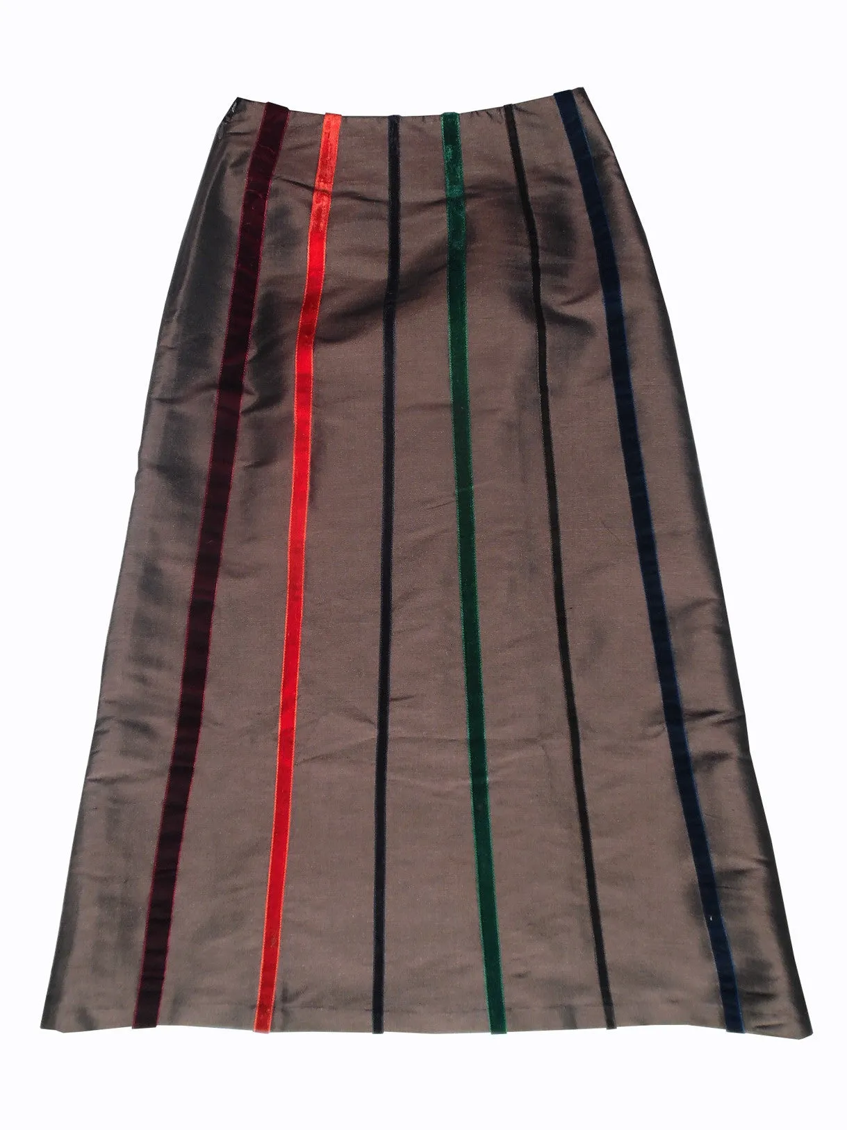 Carnival Skirt In Thai Silk And Velvet Ribbons Black