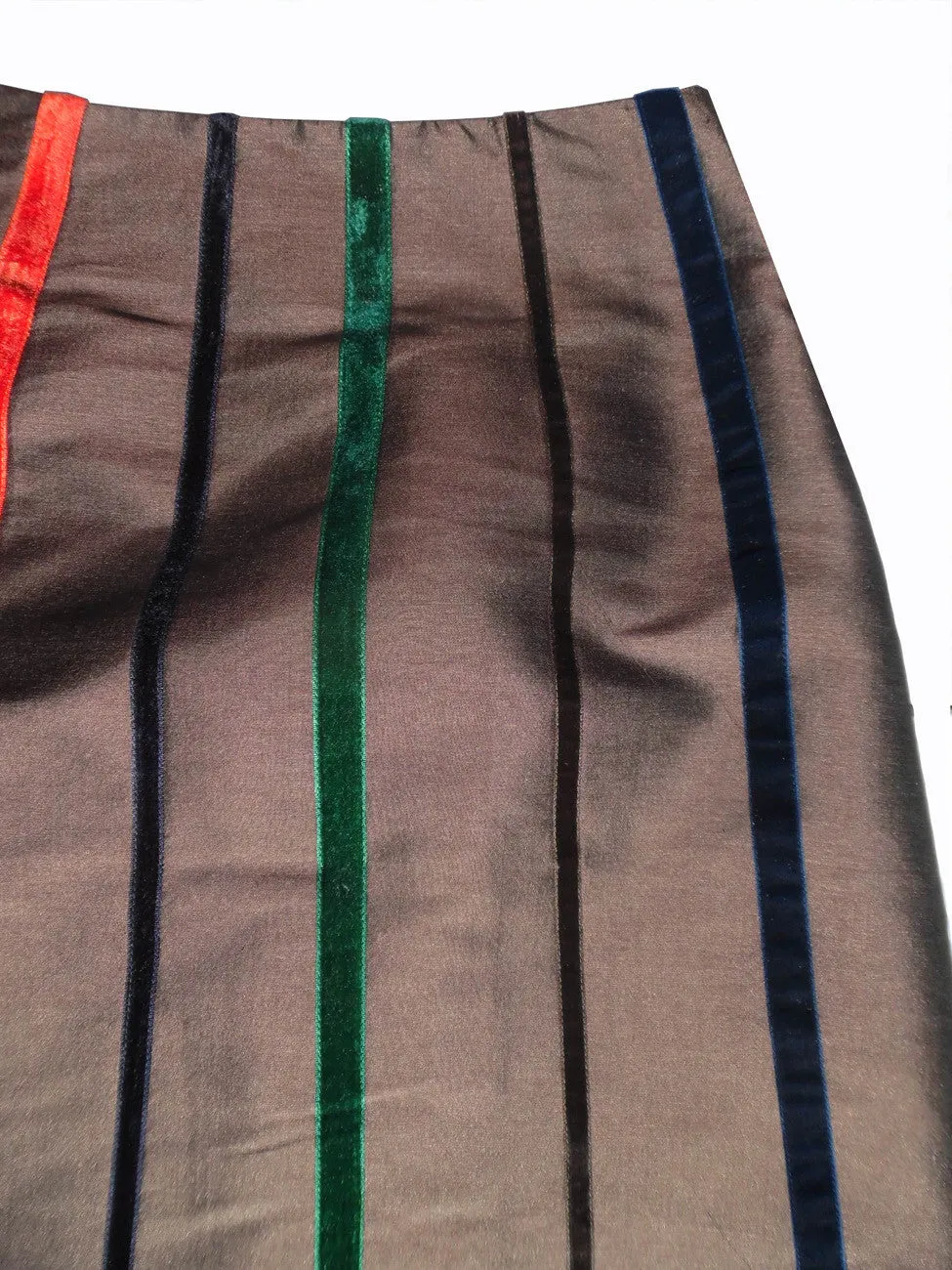 Carnival Skirt In Thai Silk And Velvet Ribbons Black