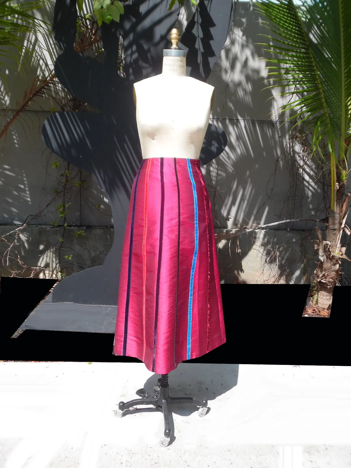 Carnival Skirt Thai Silk And Velvet Ribbons Garnet