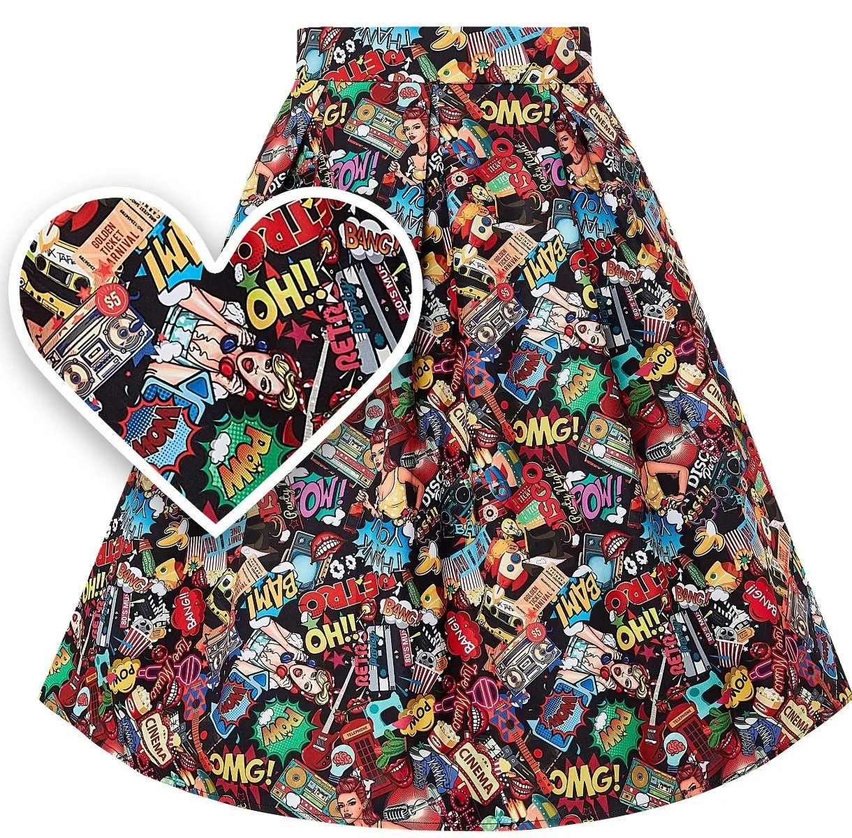 Carolyn Box Pleated Pop Art Skirt