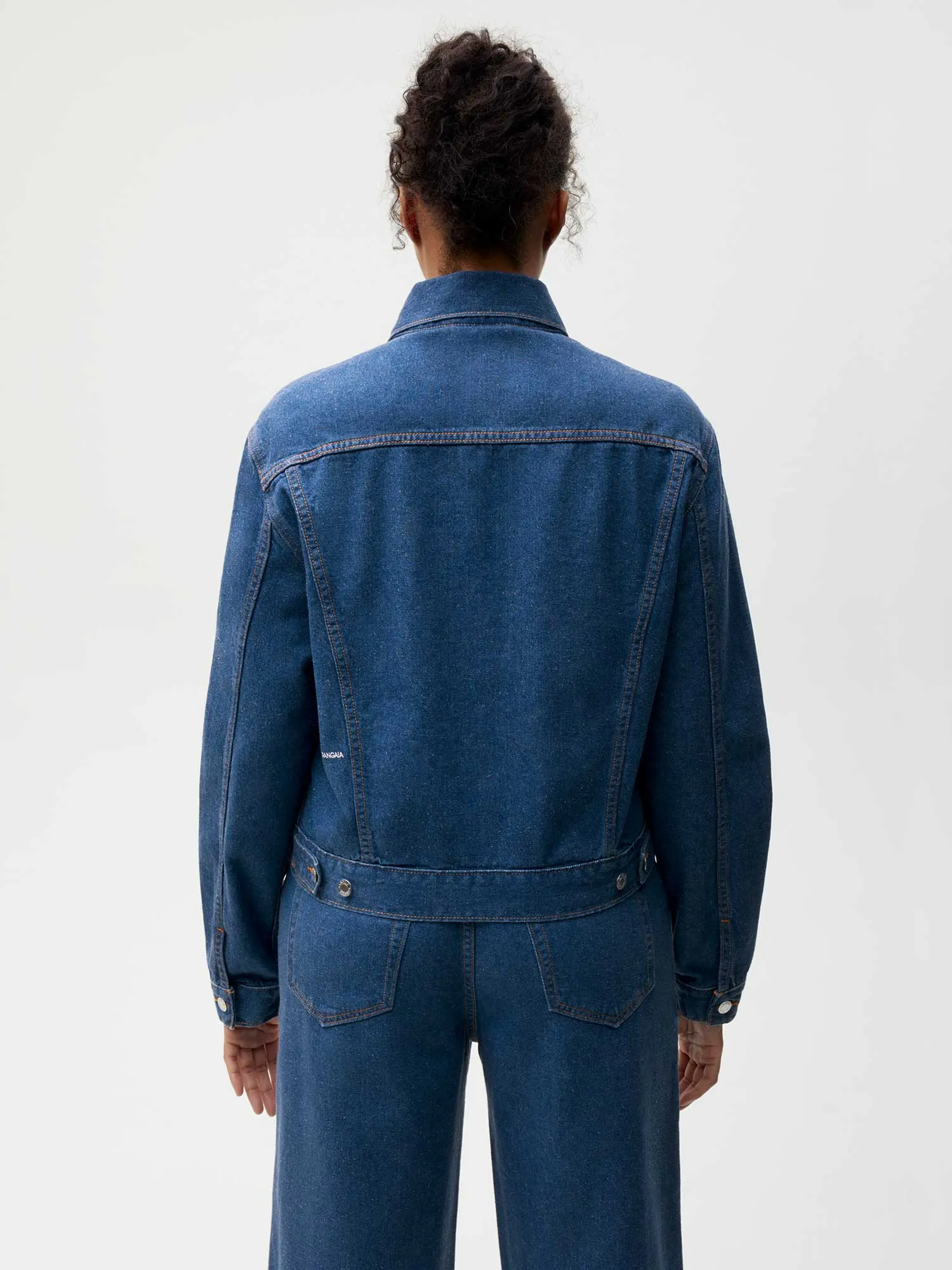 Cropped Hemp Denim Jacket—mid wash