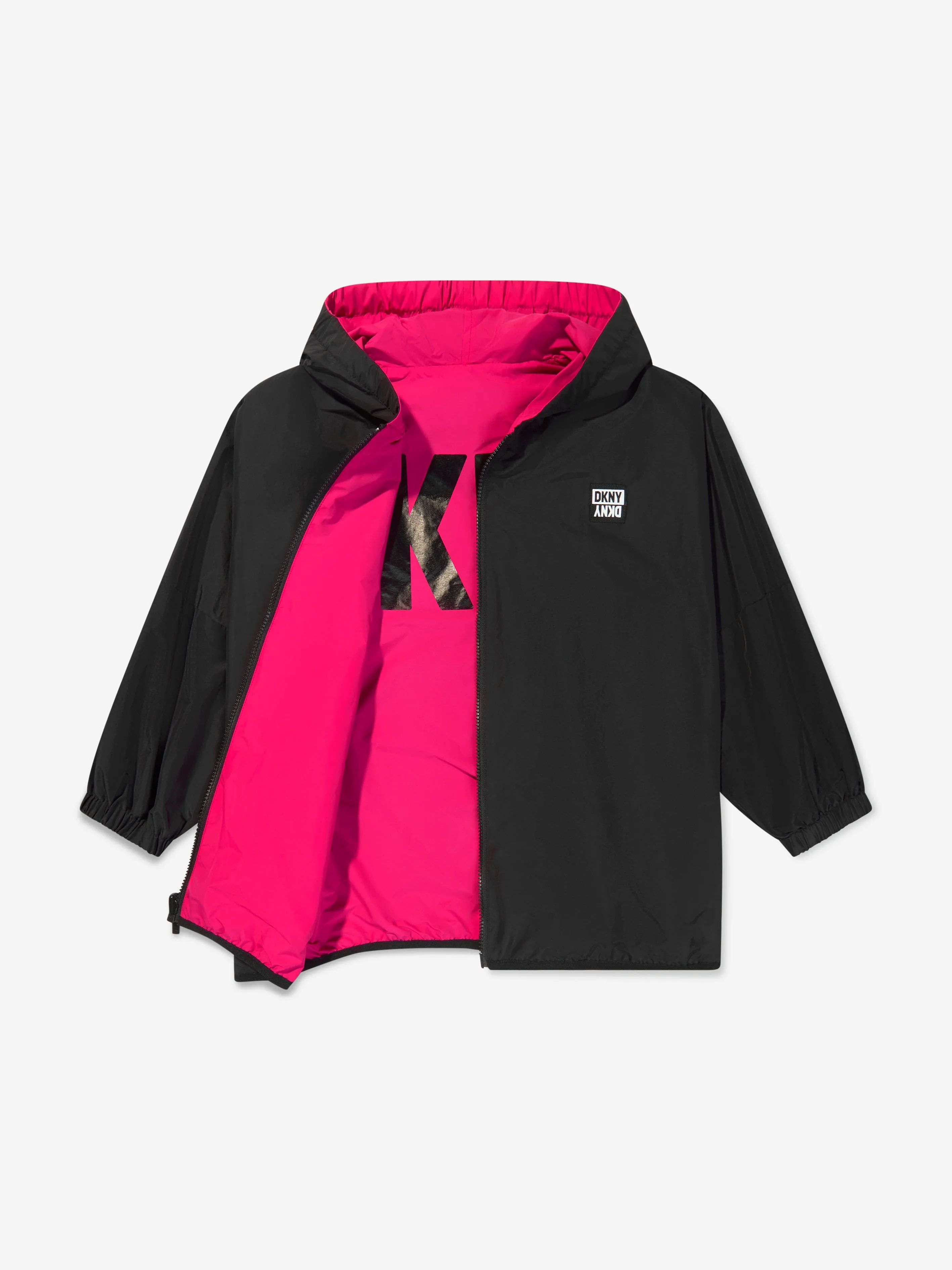 DKNY Girls Reversible Hooded Windbreaker in Pink