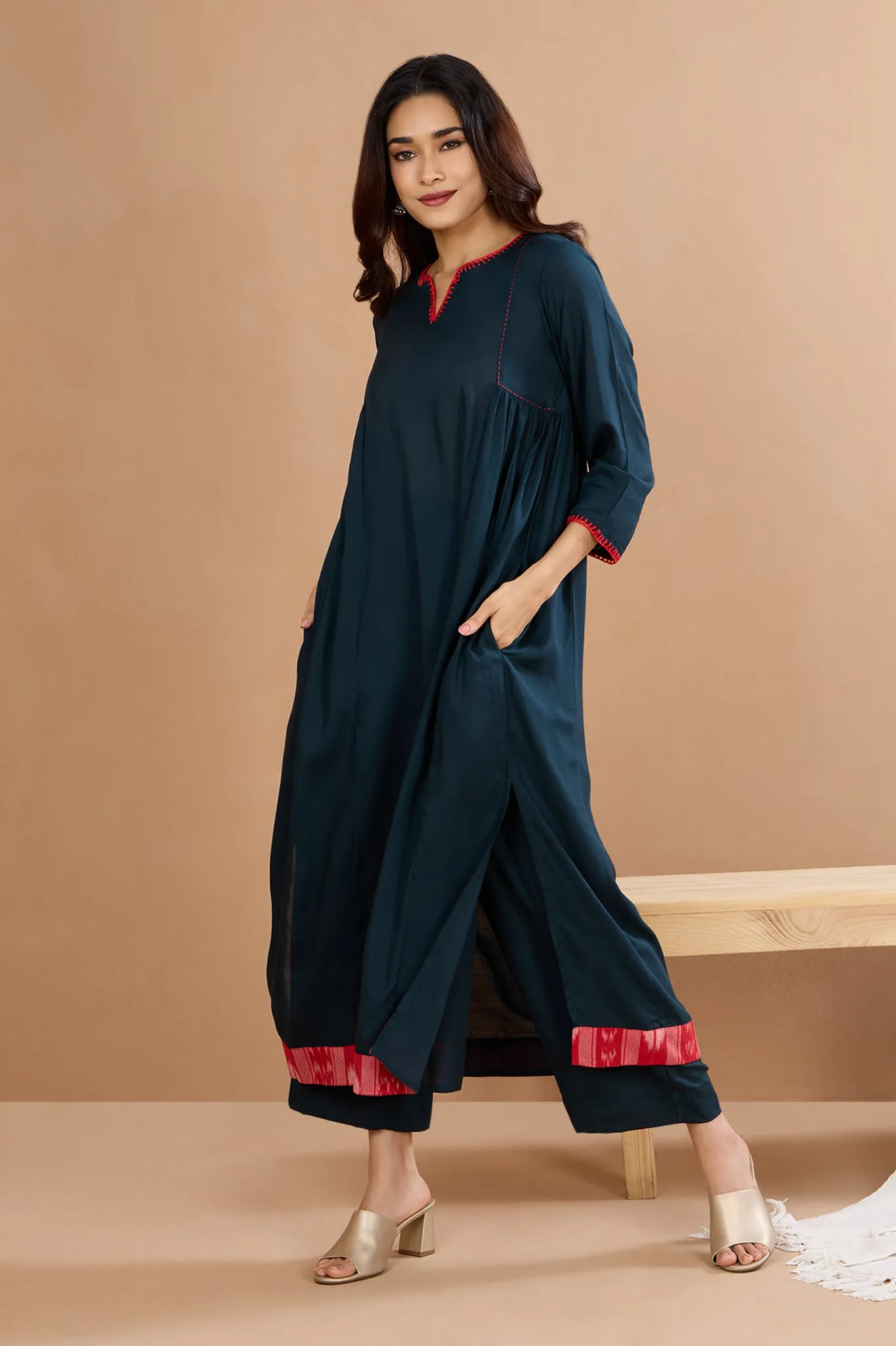 Enchanted  Forest Whisper Side Gather A-Line Kurta