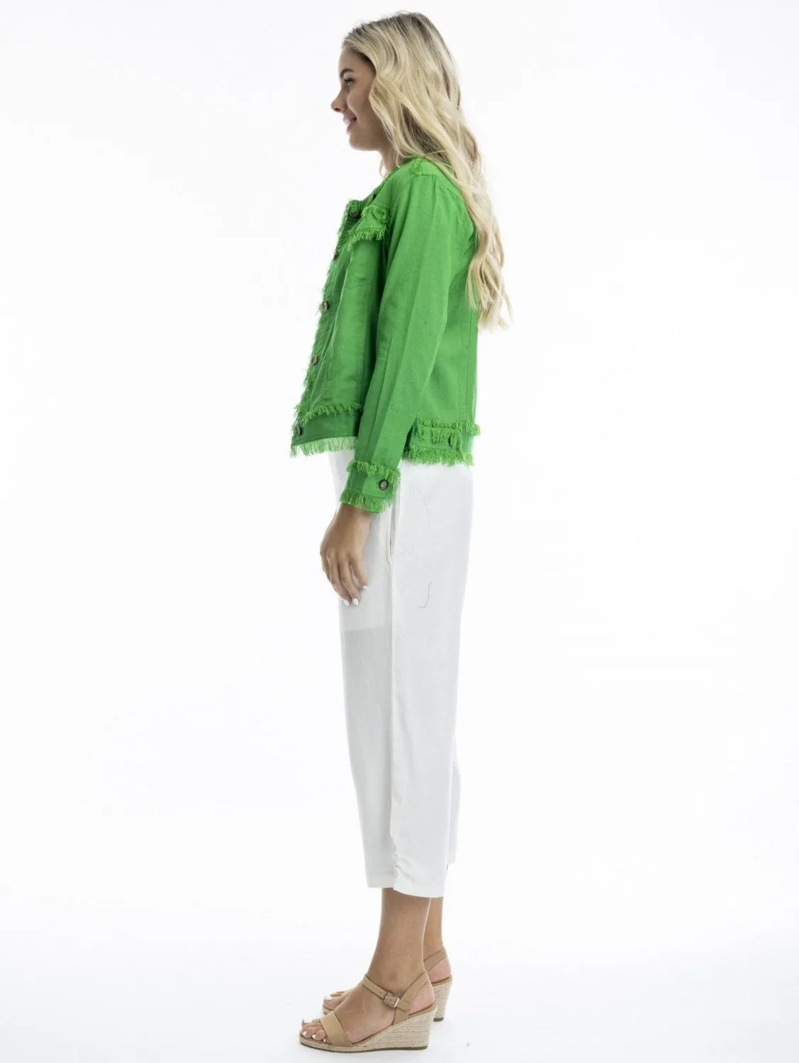 Essentials Linen Blend Jacket in Parakeet