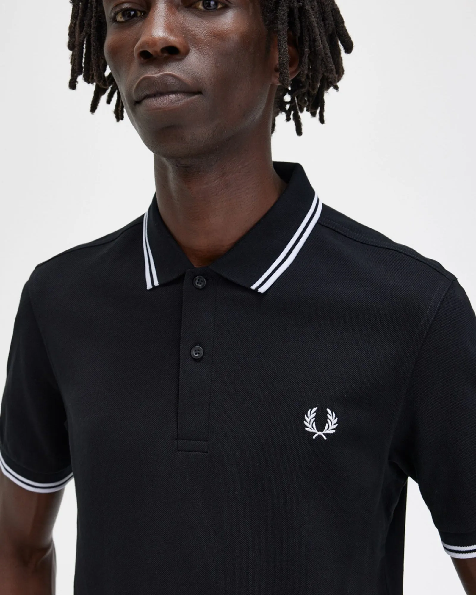 Fred Perry Twin Tipped Polo Shirt - Black / White / White