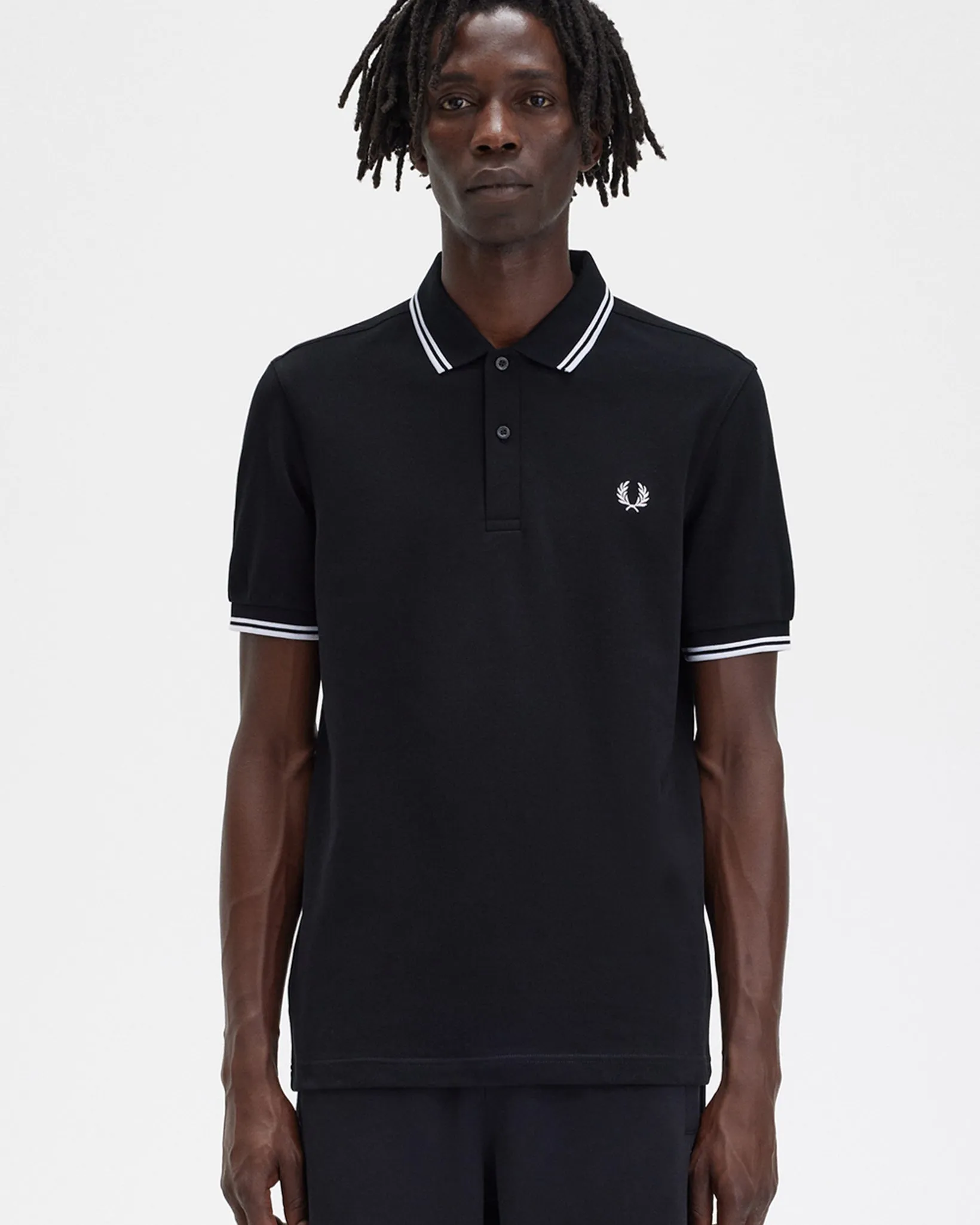 Fred Perry Twin Tipped Polo Shirt - Black / White / White