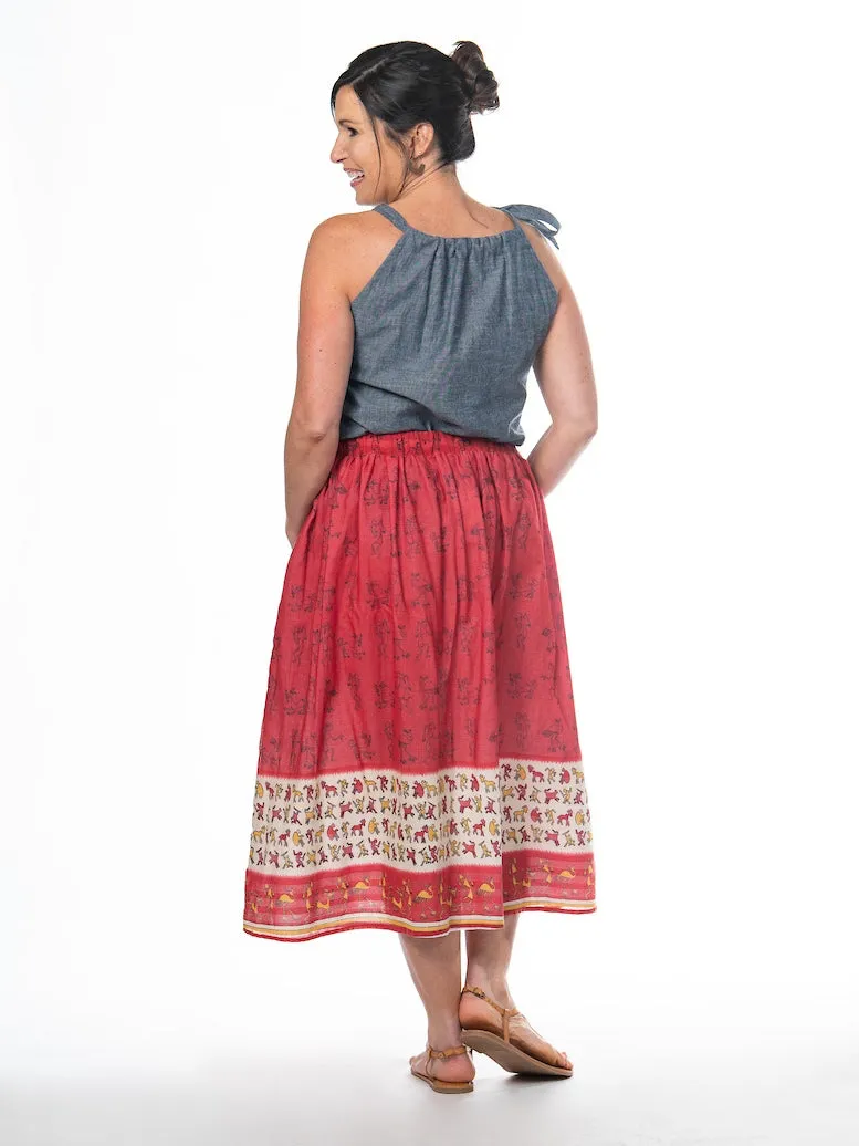 Funky Jazz Button Midi Skirt - L