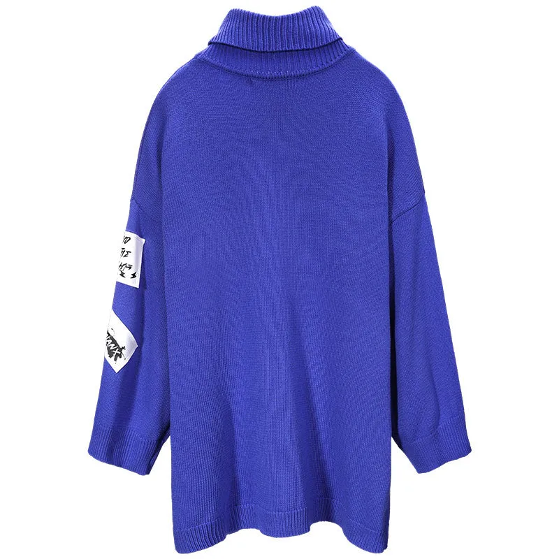 Hip Hop Patchwork Turtleneck Sweater