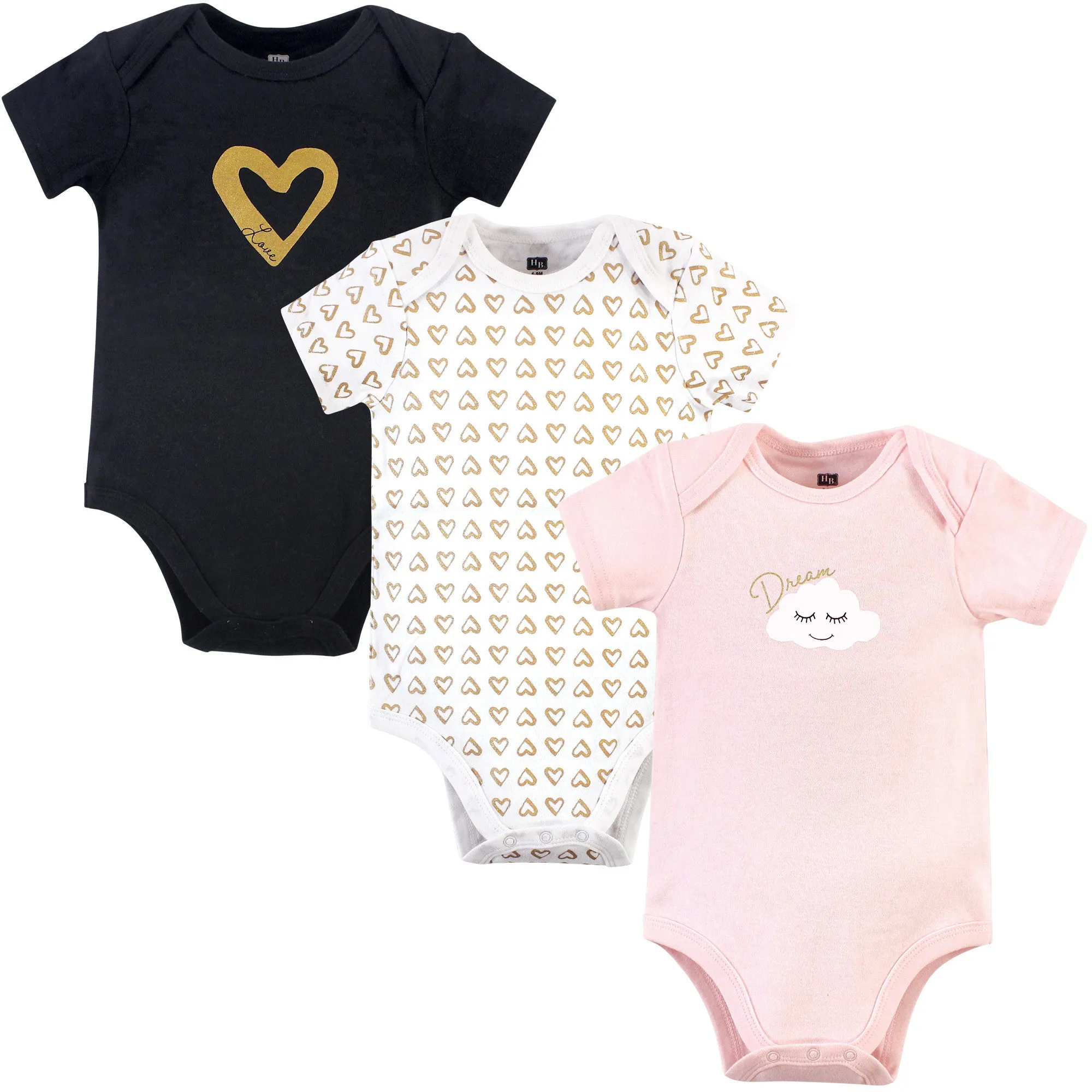 Hudson Baby Cotton Bodysuits, Dream Love