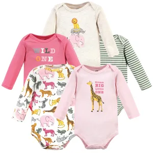 Hudson Baby Cotton Long-Sleeve Bodysuits, Colorful Safari