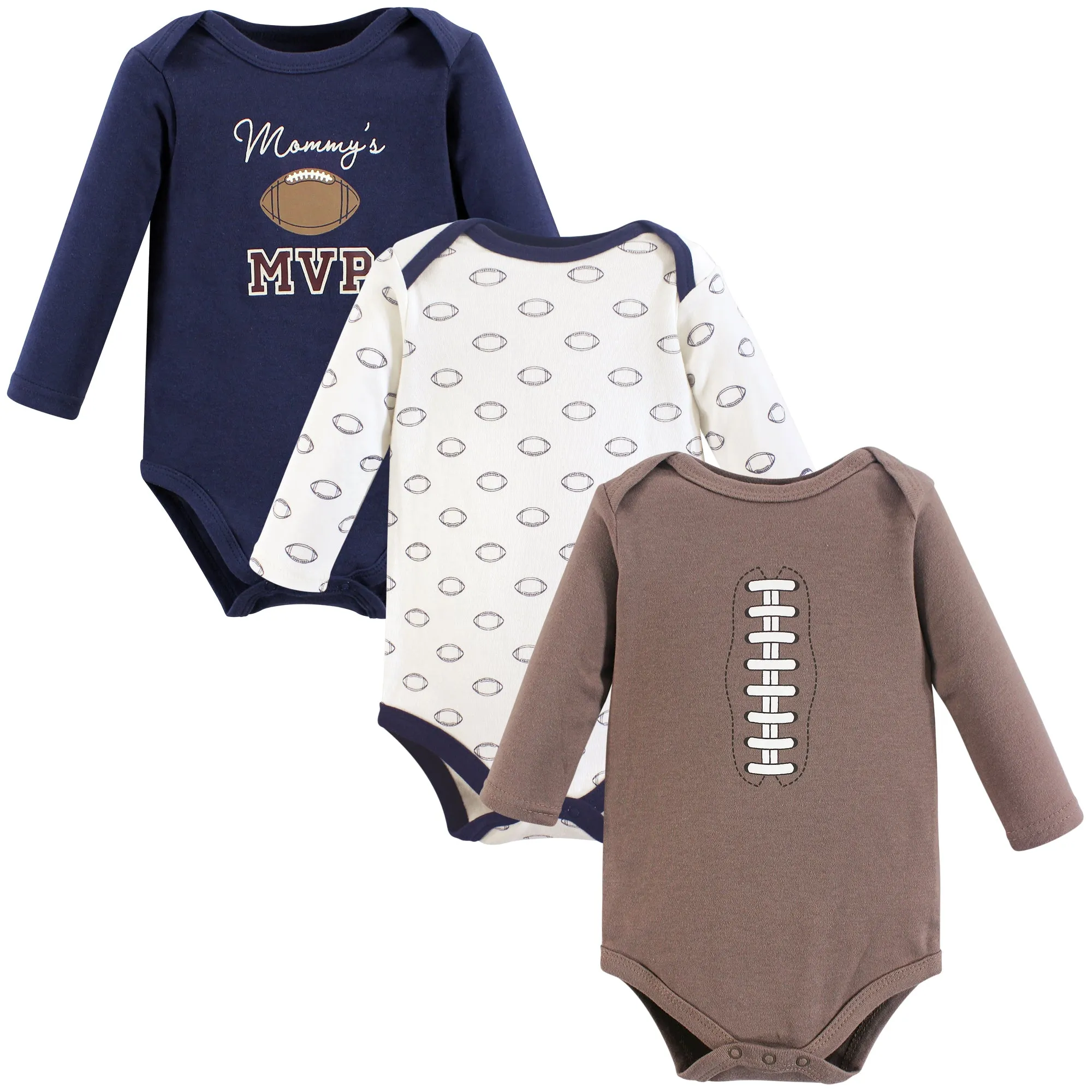 Hudson Baby Cotton Long-Sleeve Bodysuits, Football Mvp