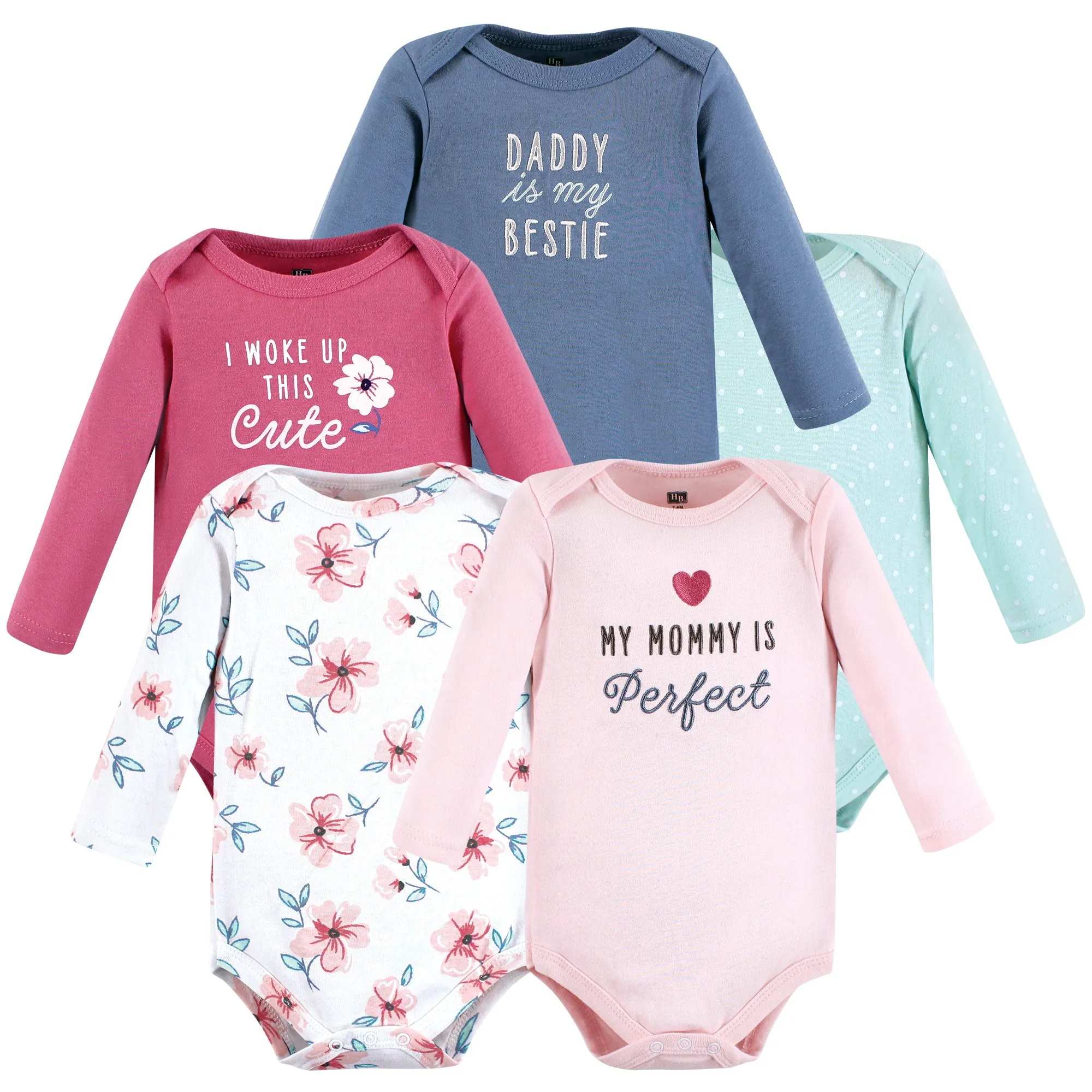 Hudson Baby Cotton Long-Sleeve Bodysuits, Perfect Mommy