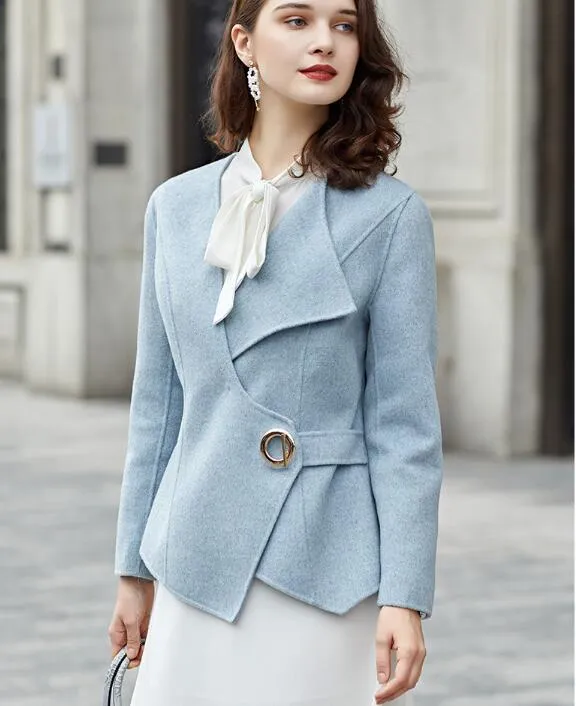 Irregular Short Coat,Handmade Wool Coat, Warm Women Wool Coat Jackets/2222