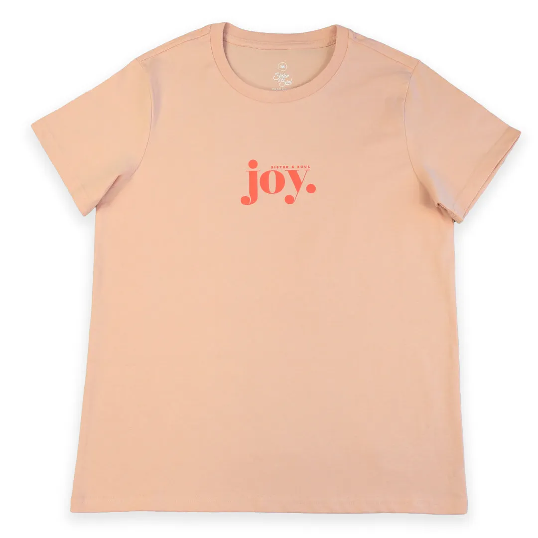 Joy - Boxy Tee - Peach with Sunrise Orange Print