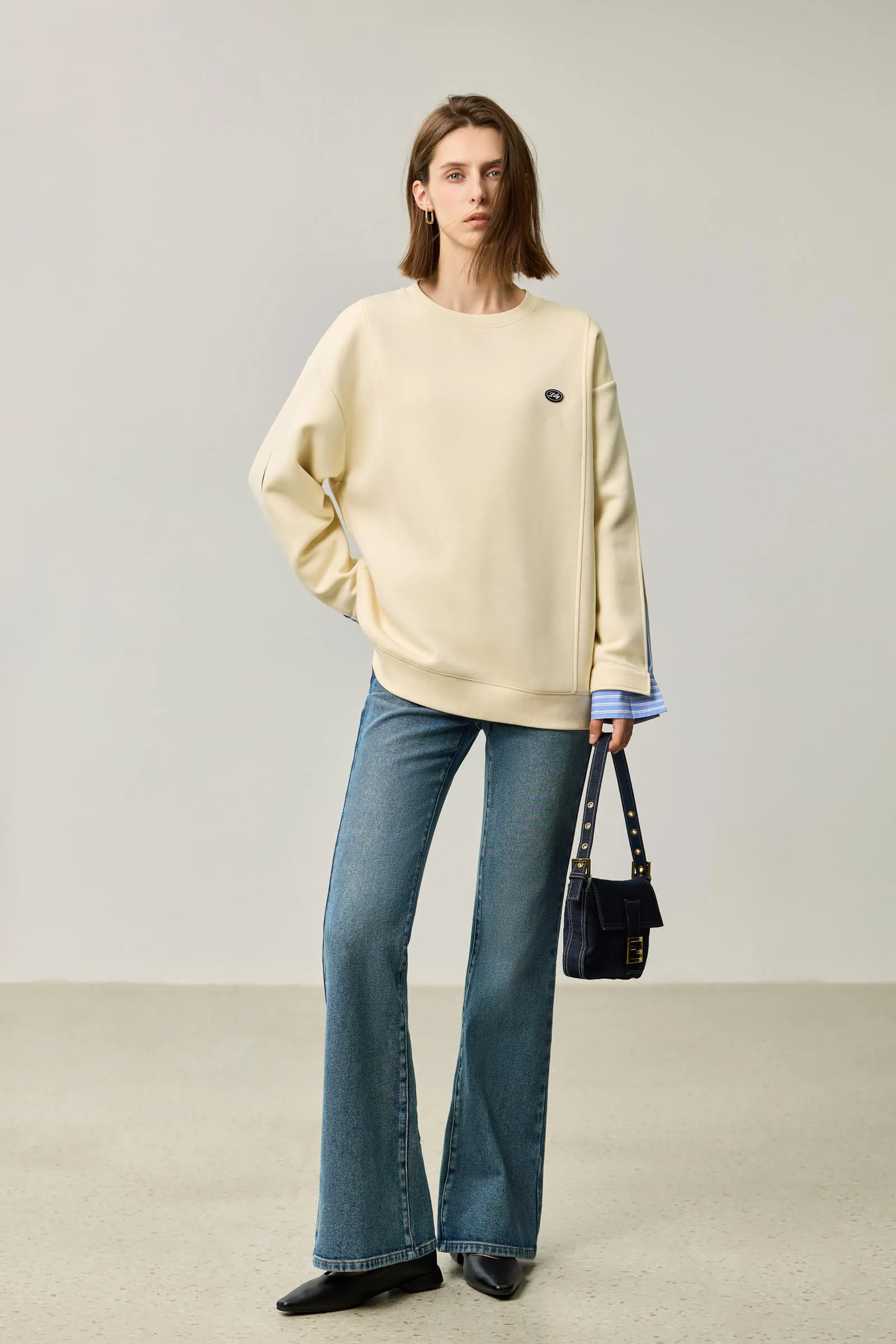 LILY Textured Crew Neck Sweatshirt