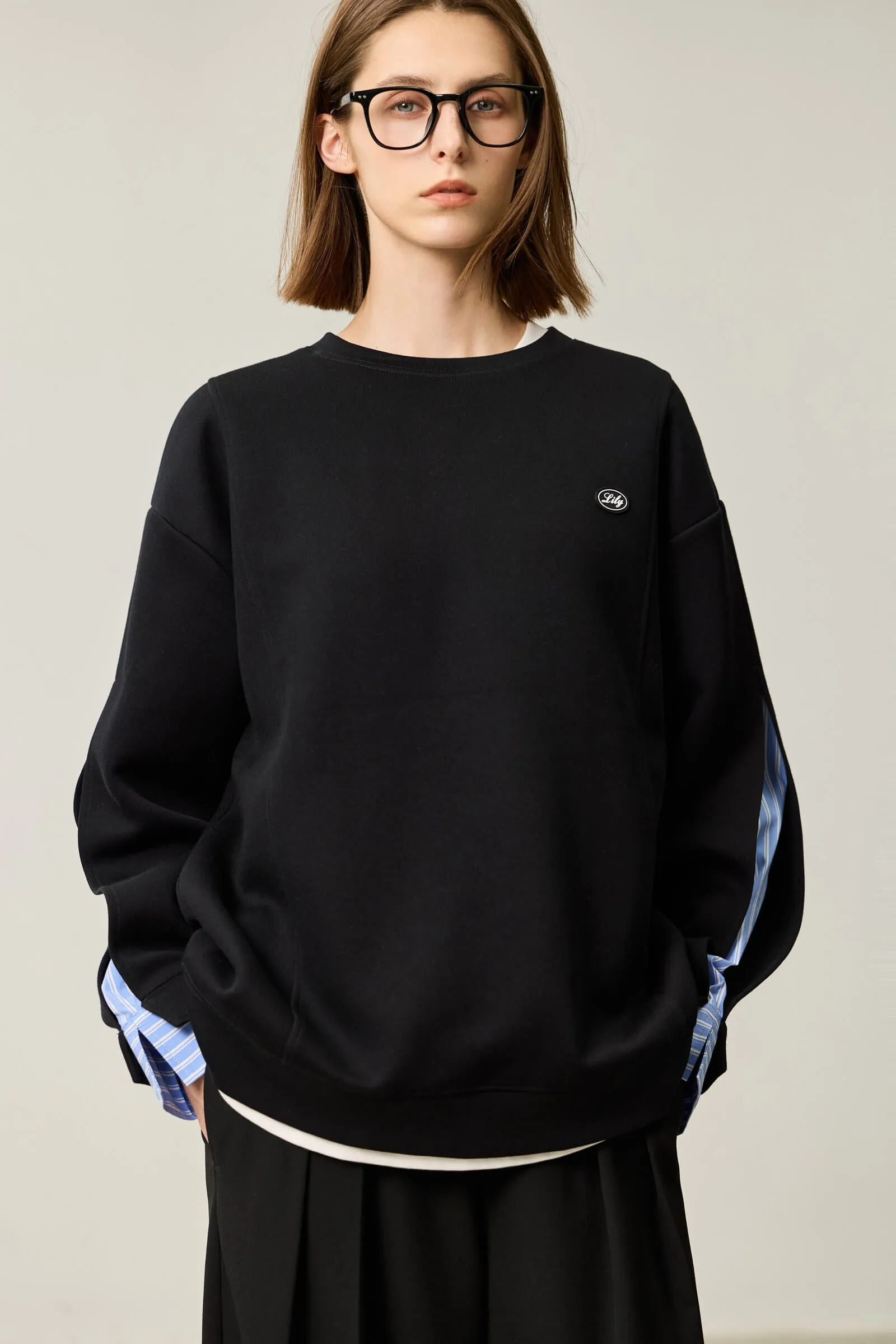 LILY Textured Crew Neck Sweatshirt