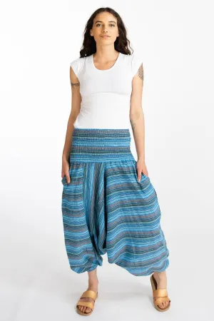 Low Crotch Pants - Striped Blue