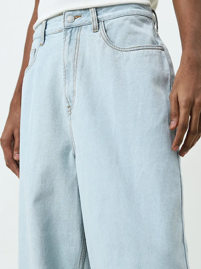 Nuon Light Blue Mid-Rise Relaxed-Fit Jeans