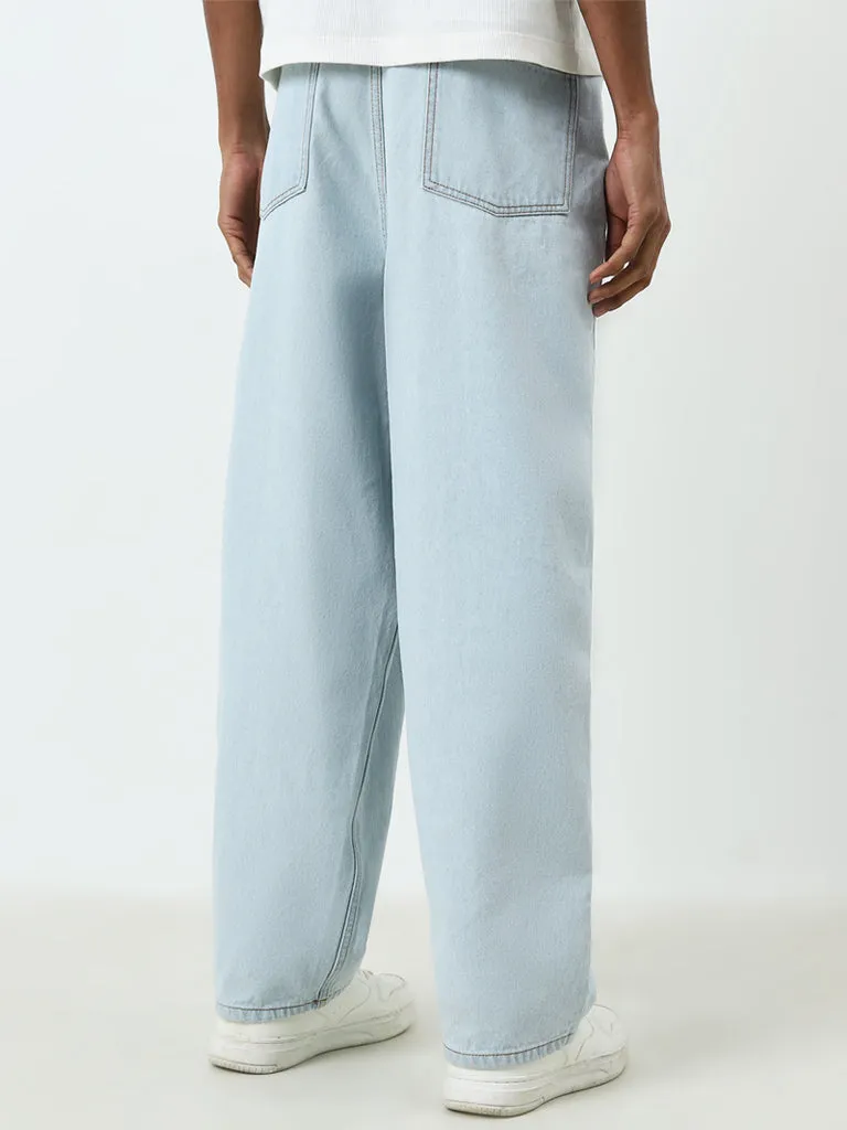 Nuon Light Blue Mid-Rise Relaxed-Fit Jeans