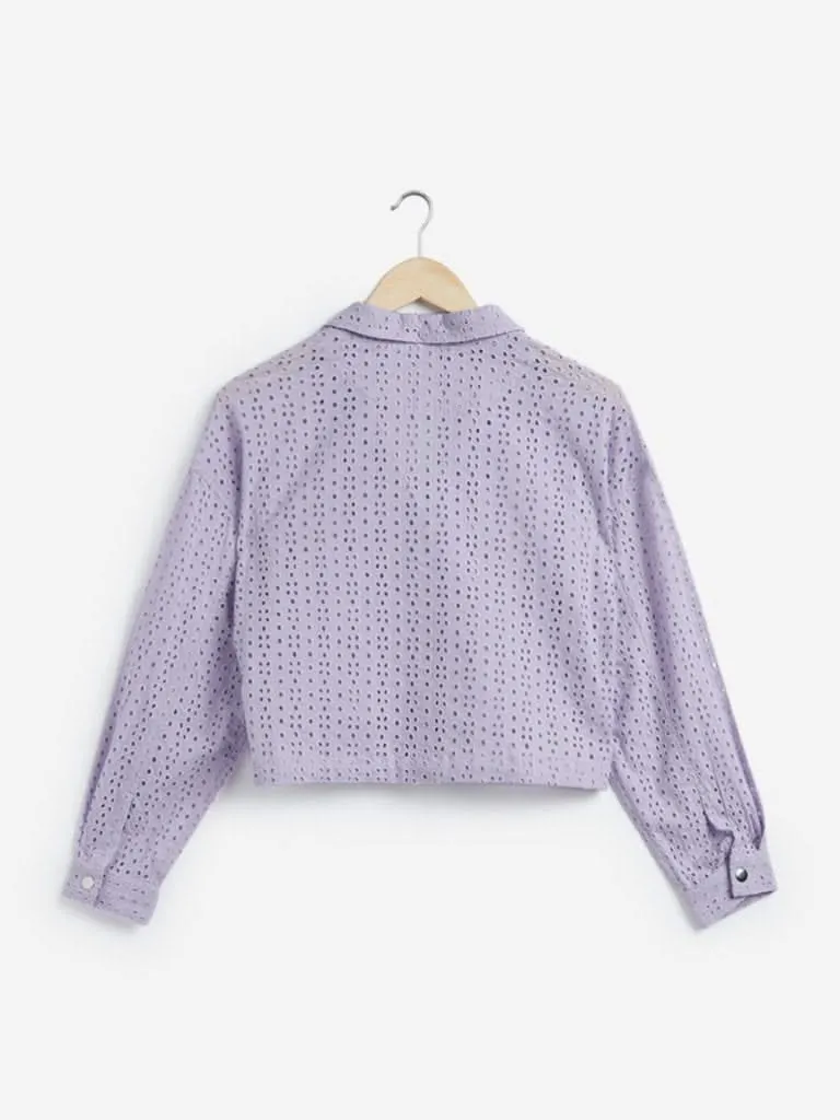 Nuon Lilac Cutout Design Anik Cropped Jacket