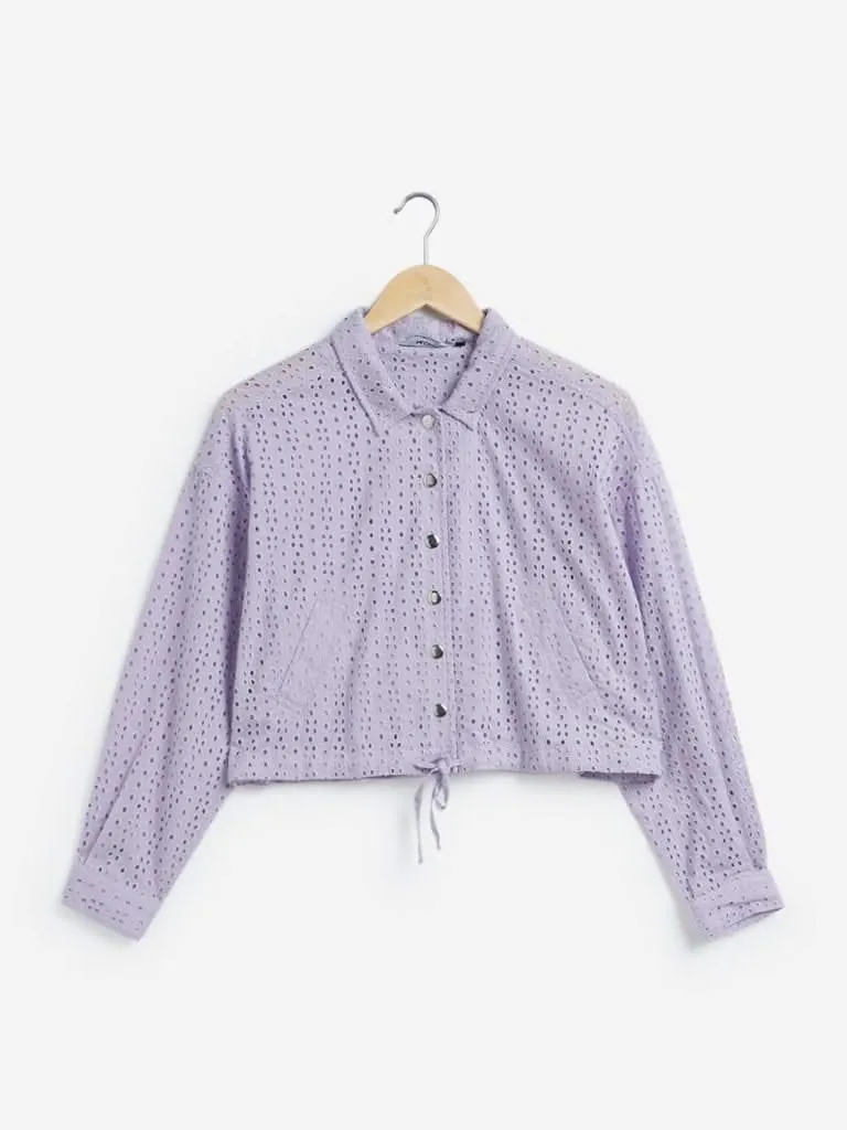 Nuon Lilac Cutout Design Anik Cropped Jacket