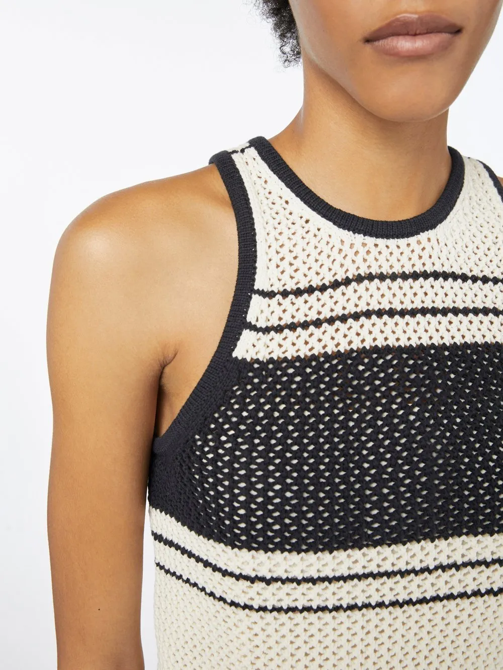 Open Knit Stripe Tank -- Off White Multi