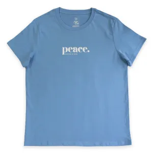 Peace - Boxy Tee - Azure Blue with White Print