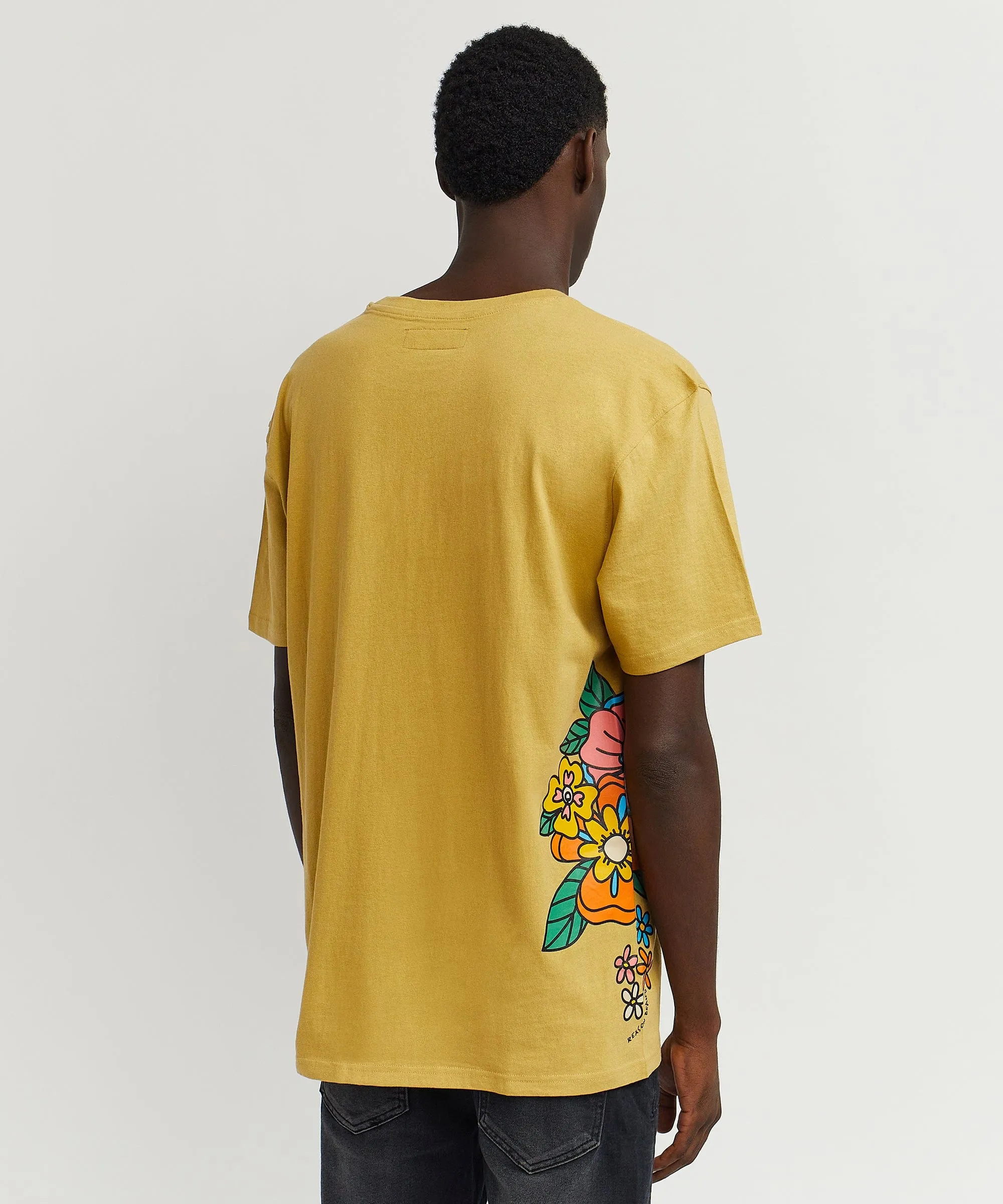 Peace Vibes Side Print Short Sleeve Tee - Khaki