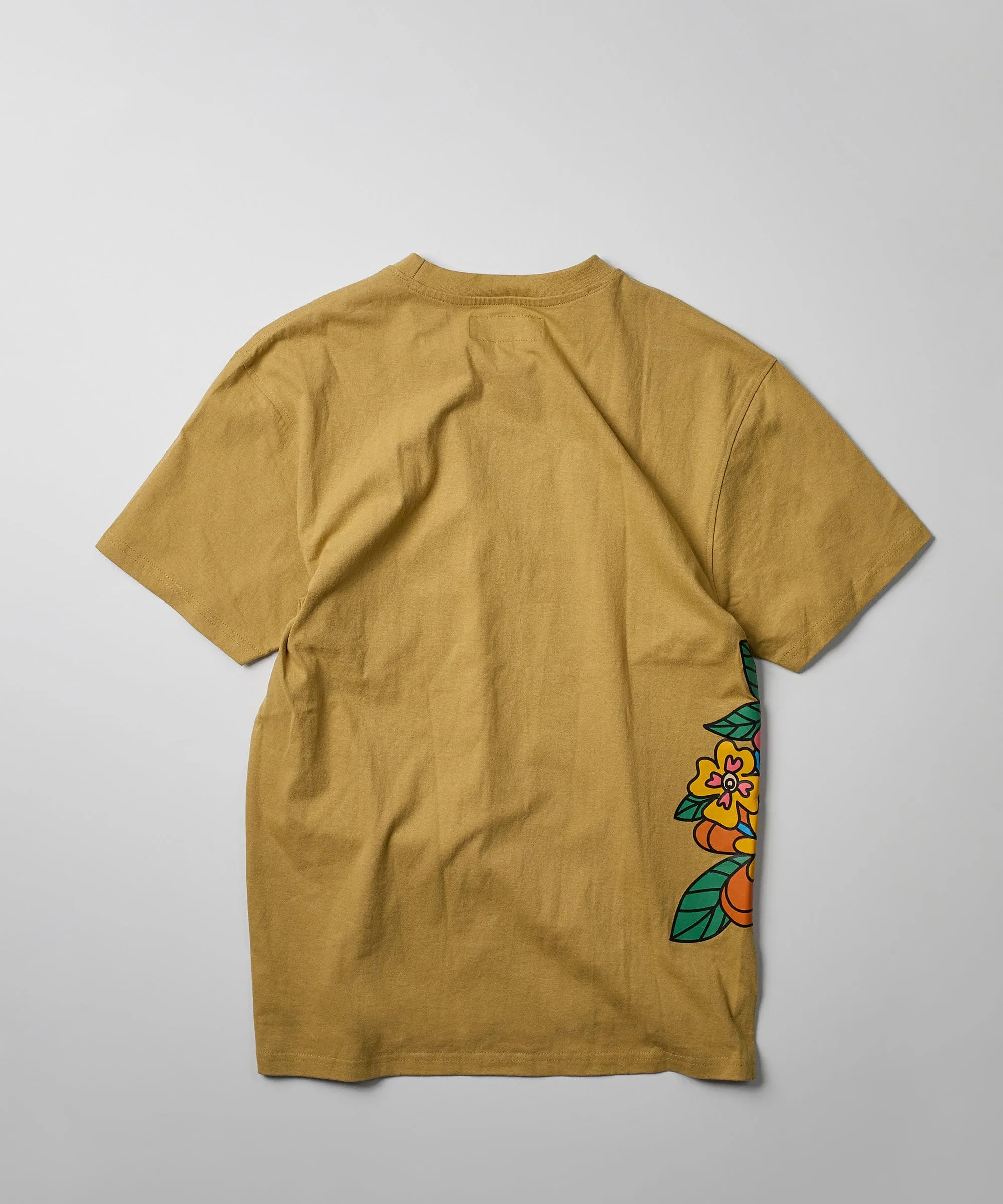 Peace Vibes Side Print Short Sleeve Tee - Khaki